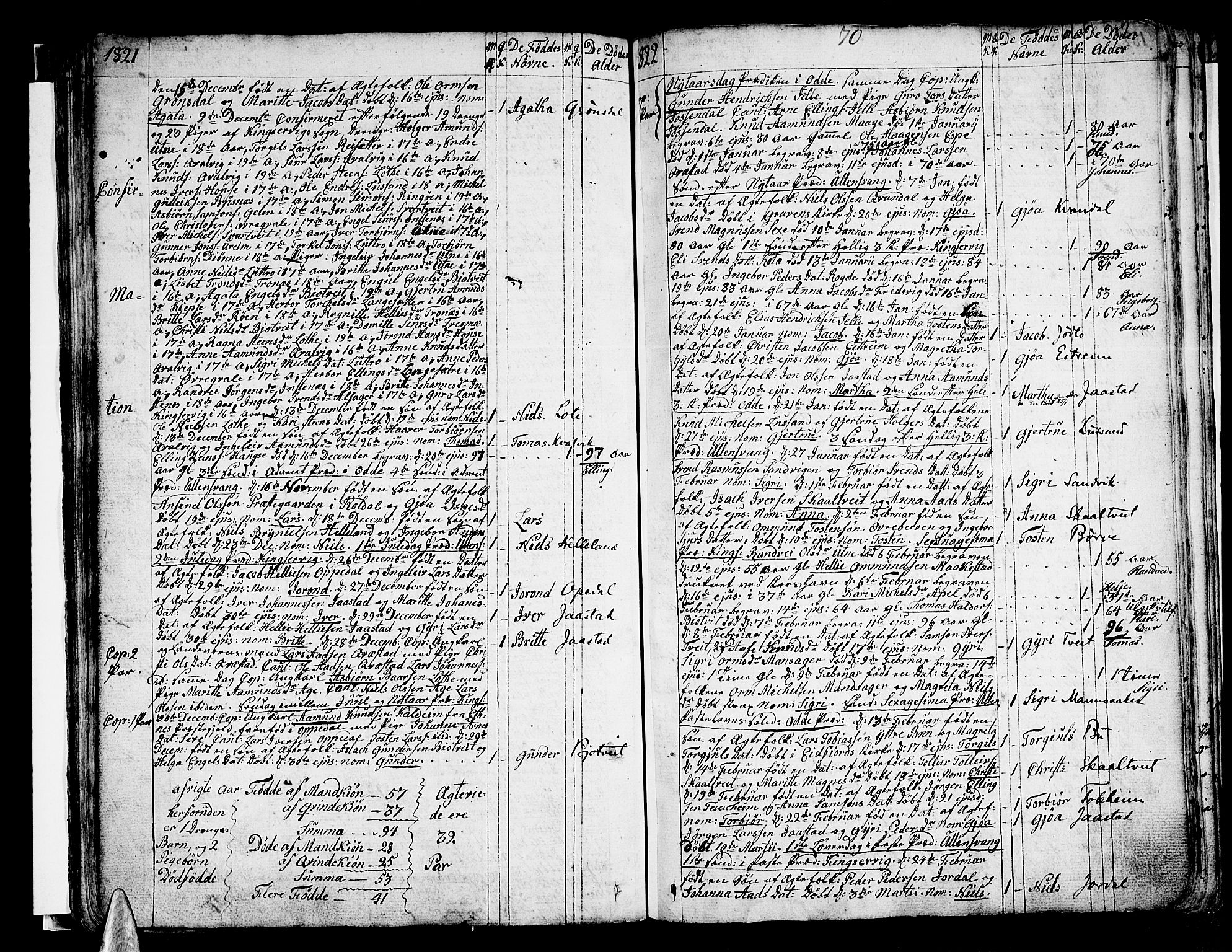 Ullensvang sokneprestembete, SAB/A-78701/H/Haa: Parish register (official) no. A 8, 1804-1835, p. 70