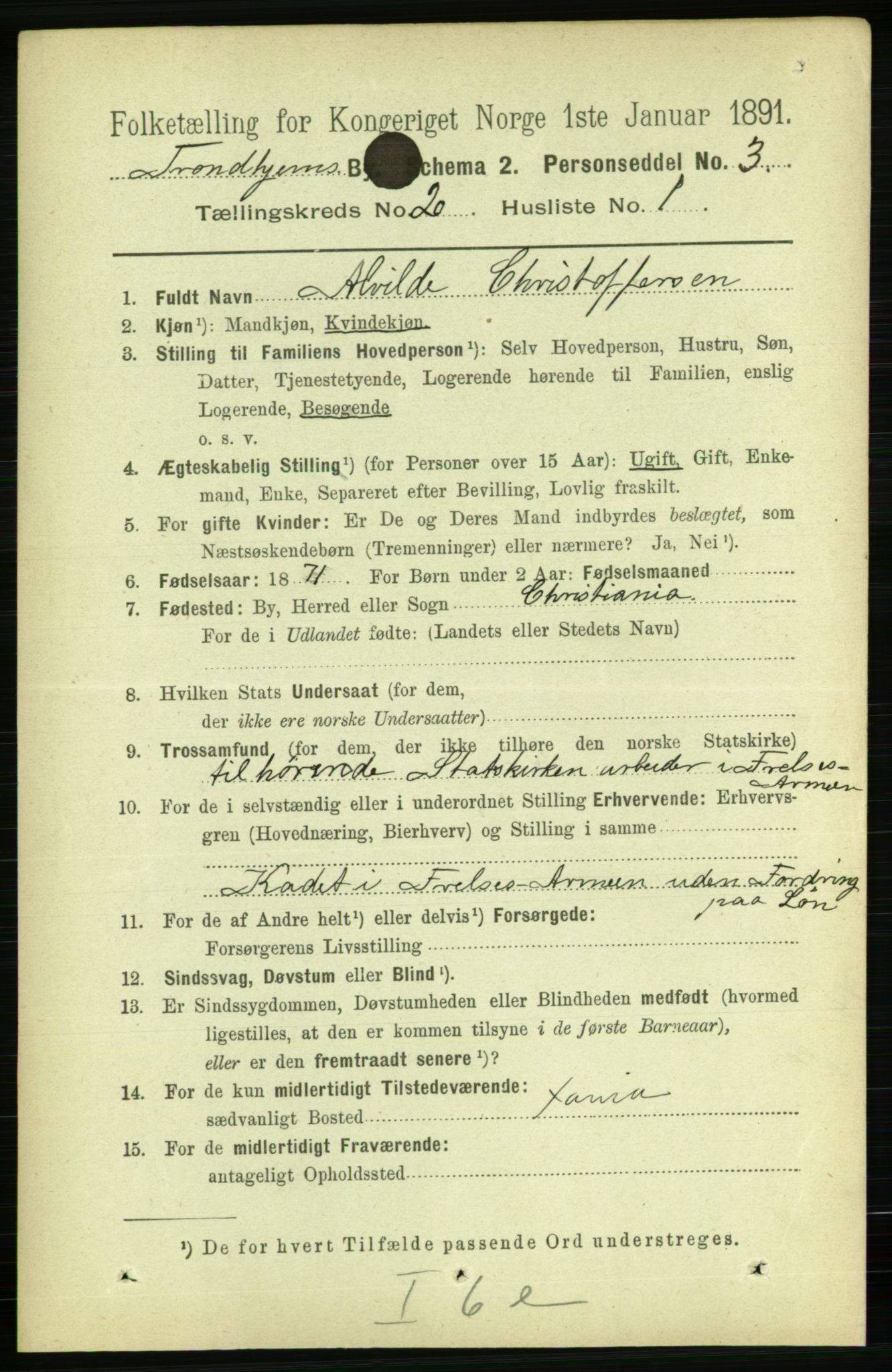 RA, 1891 census for 1601 Trondheim, 1891, p. 15153