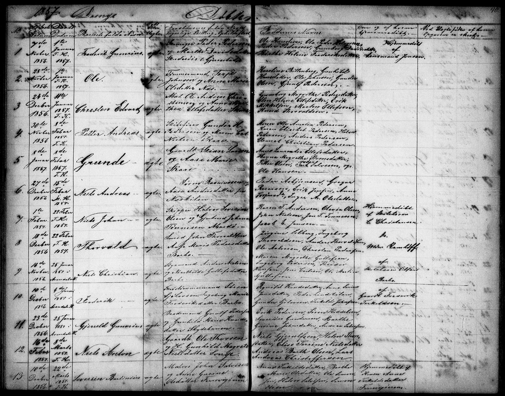 Tromøy sokneprestkontor, SAK/1111-0041/F/Fb/L0002: Parish register (copy) no. B 2, 1851-1858, p. 40