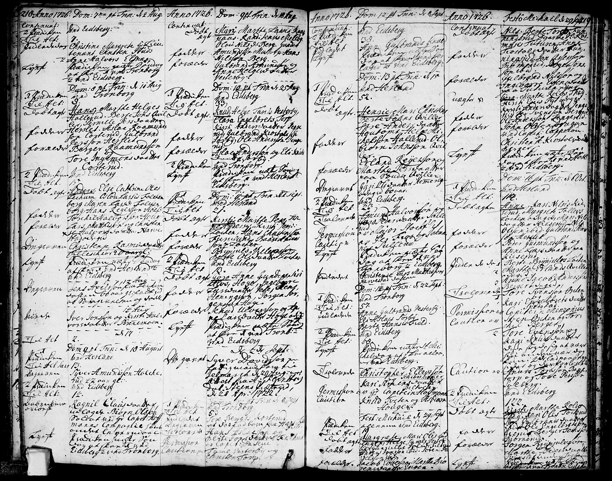 Eidsberg prestekontor Kirkebøker, AV/SAO-A-10905/F/Fa/L0001: Parish register (official) no. I 1, 1710-1730, p. 218-219