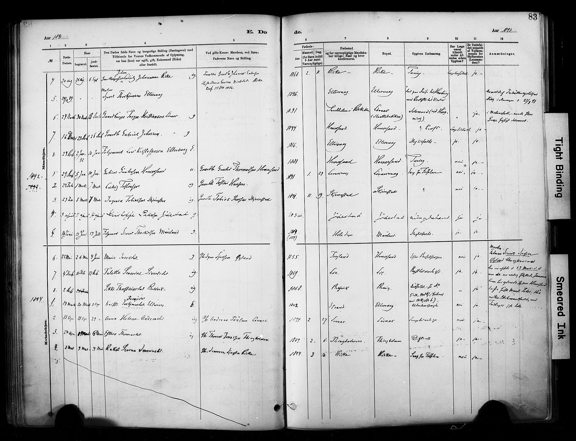 Hetland sokneprestkontor, SAST/A-101826/30/30BA/L0010: Parish register (official) no. A 10, 1882-1925, p. 83