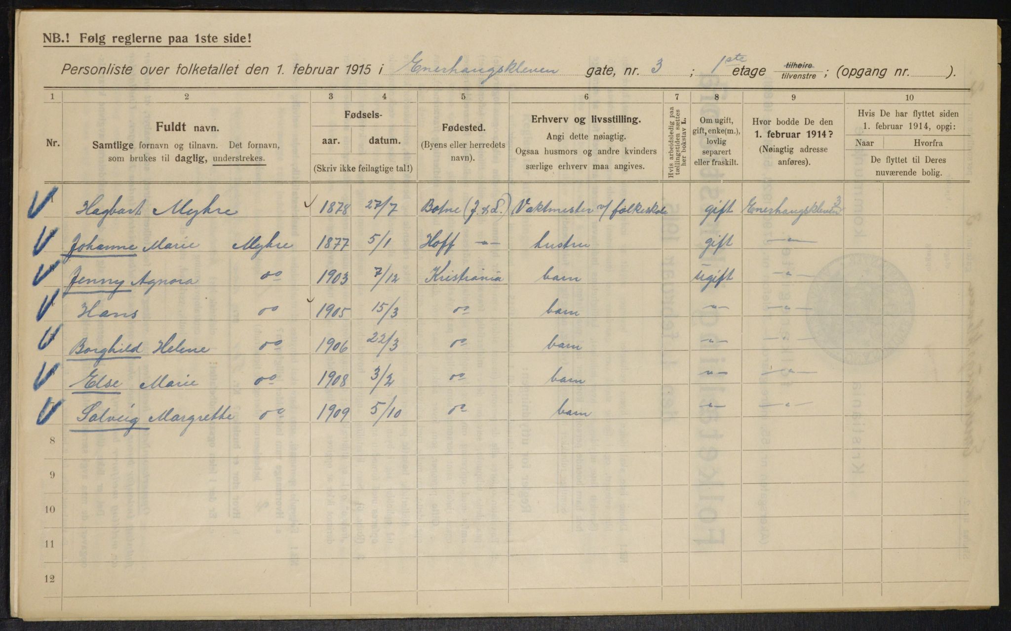 OBA, Municipal Census 1915 for Kristiania, 1915, p. 21279