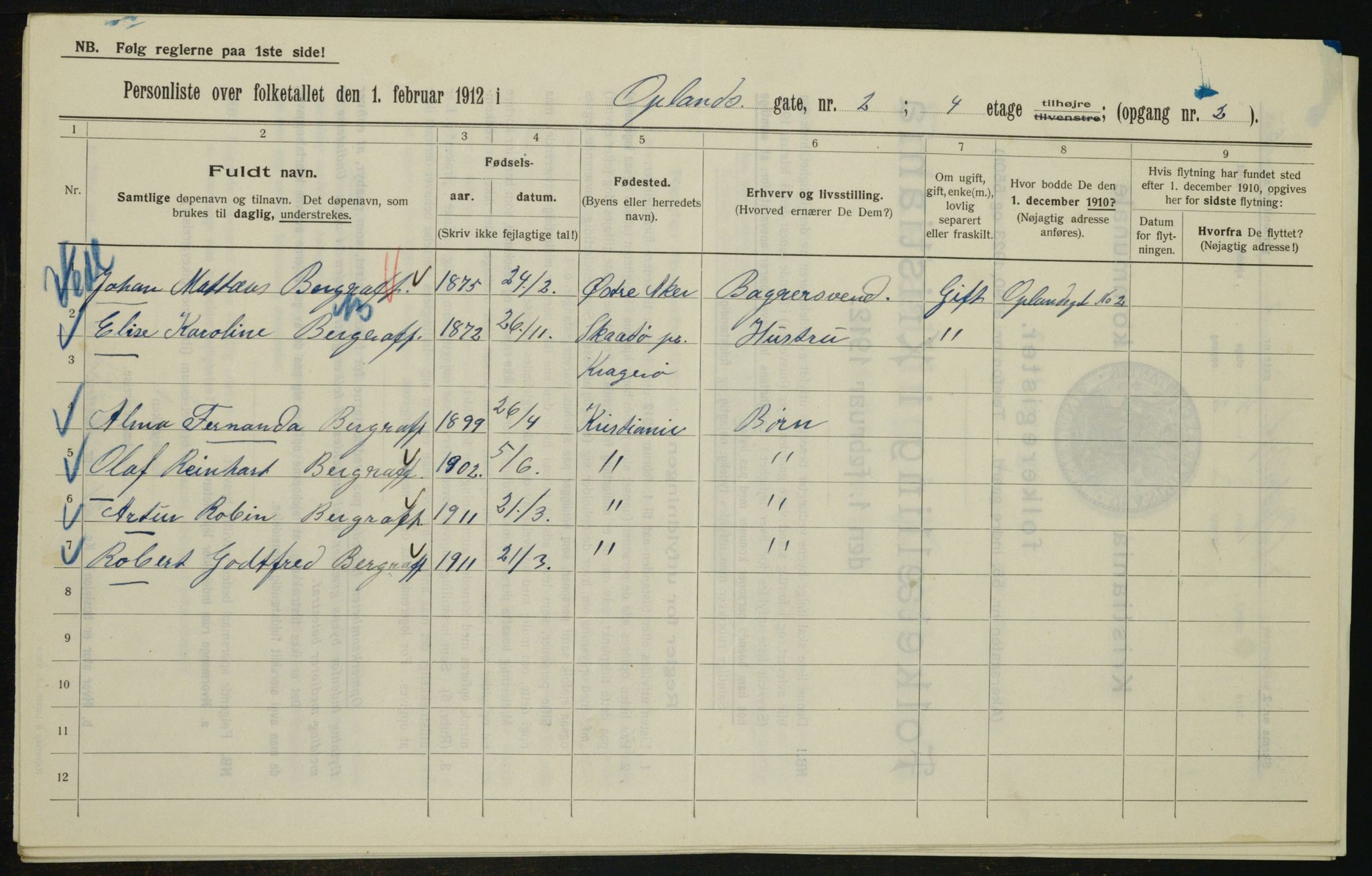 OBA, Municipal Census 1912 for Kristiania, 1912, p. 76331