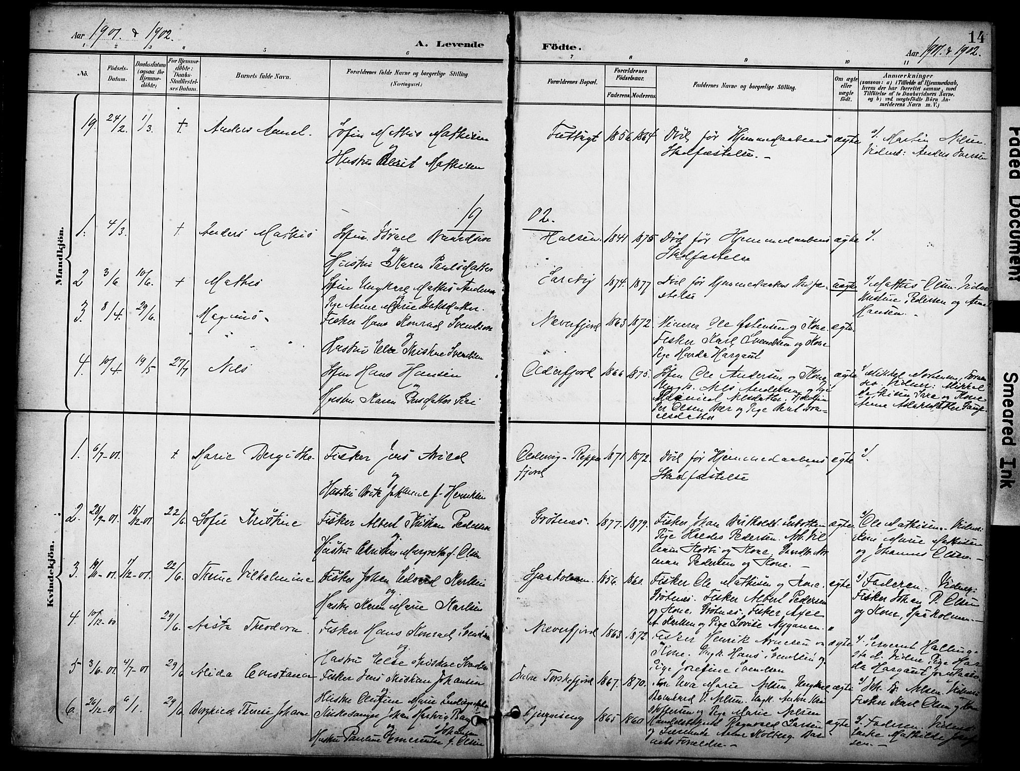 Hammerfest sokneprestkontor, SATØ/S-1347/H/Ha/L0012.kirke: Parish register (official) no. 12, 1898-1908, p. 14