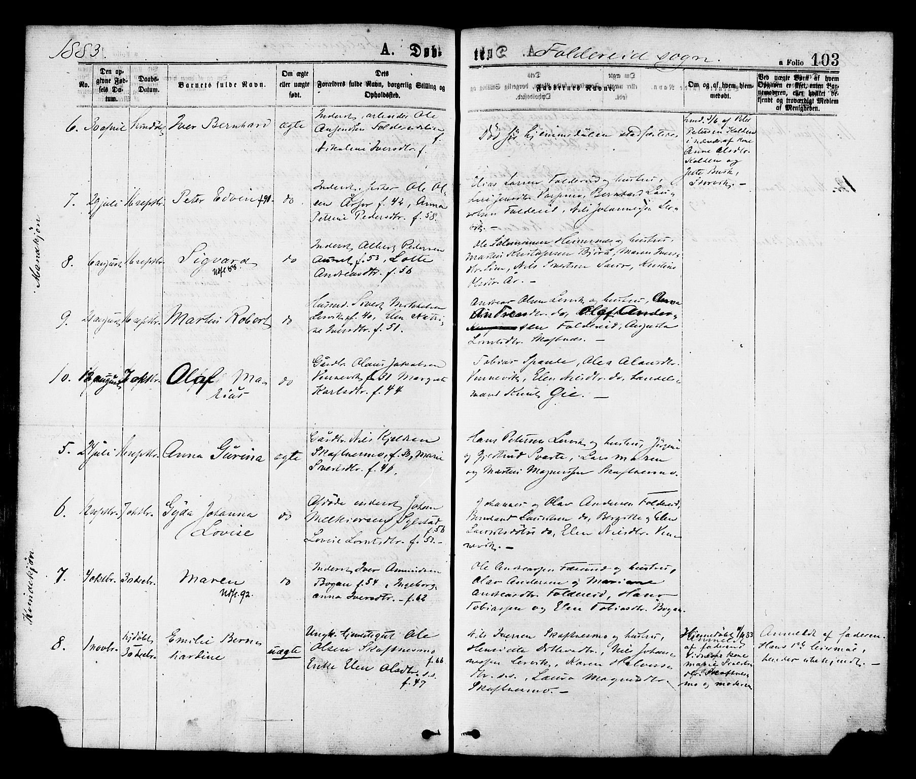 Ministerialprotokoller, klokkerbøker og fødselsregistre - Nord-Trøndelag, AV/SAT-A-1458/780/L0642: Parish register (official) no. 780A07 /2, 1878-1885, p. 103