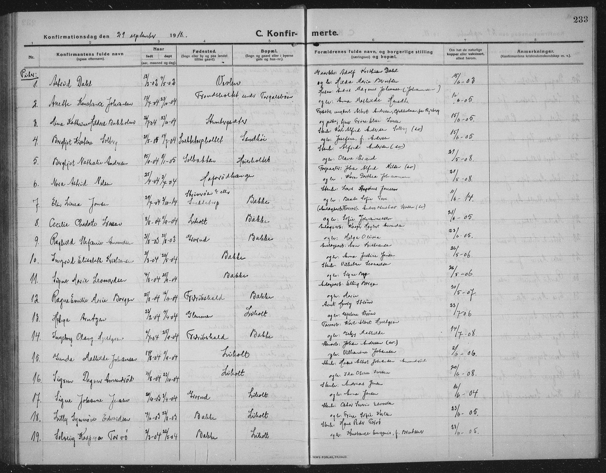 Idd prestekontor Kirkebøker, AV/SAO-A-10911/G/Gb/L0003: Parish register (copy) no. II 3, 1914-1940, p. 233