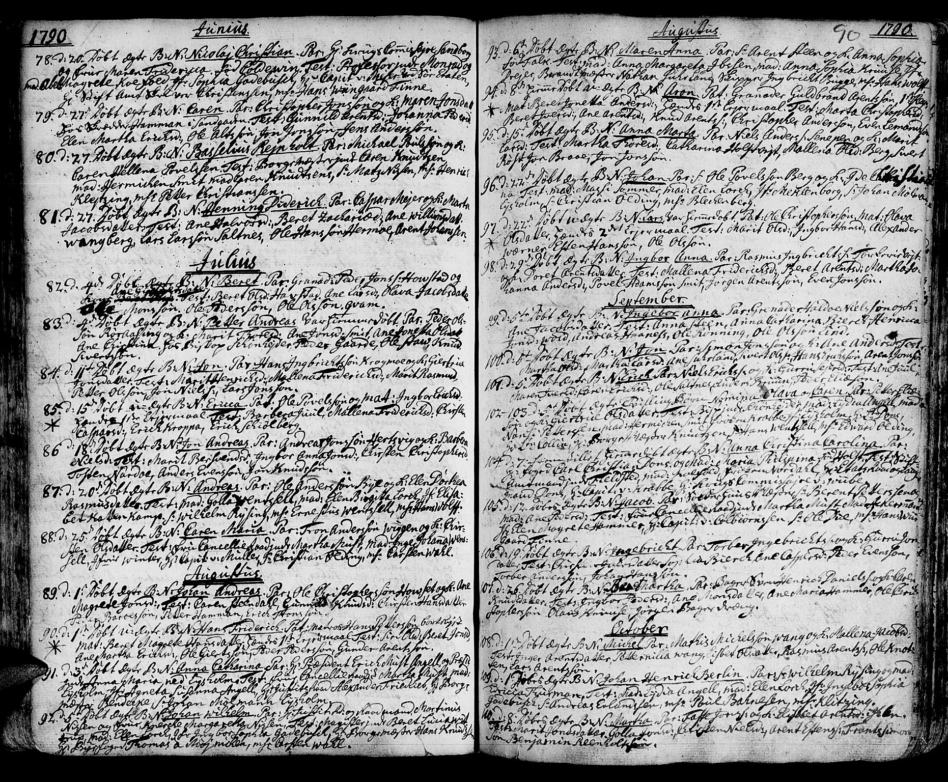 Ministerialprotokoller, klokkerbøker og fødselsregistre - Sør-Trøndelag, SAT/A-1456/601/L0039: Parish register (official) no. 601A07, 1770-1819, p. 90
