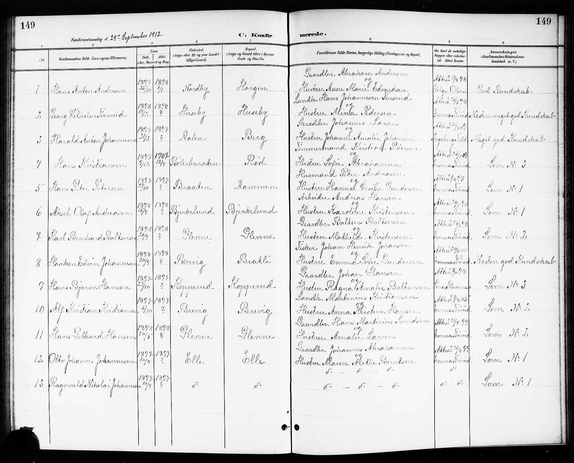 Drøbak prestekontor Kirkebøker, AV/SAO-A-10142a/G/Gb/L0001: Parish register (copy) no. II 1, 1901-1919, p. 149