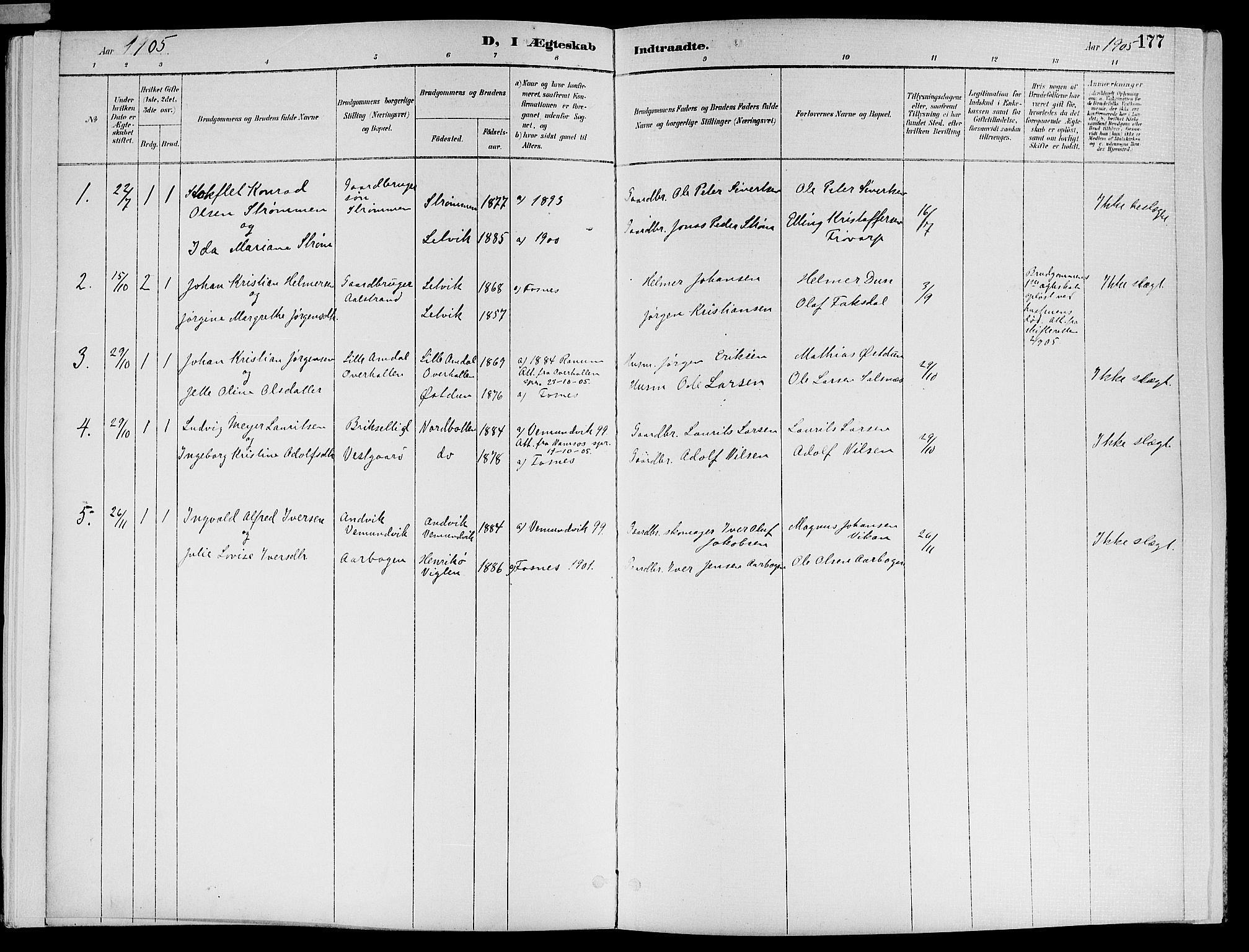 Ministerialprotokoller, klokkerbøker og fødselsregistre - Nord-Trøndelag, SAT/A-1458/773/L0617: Parish register (official) no. 773A08, 1887-1910, p. 177