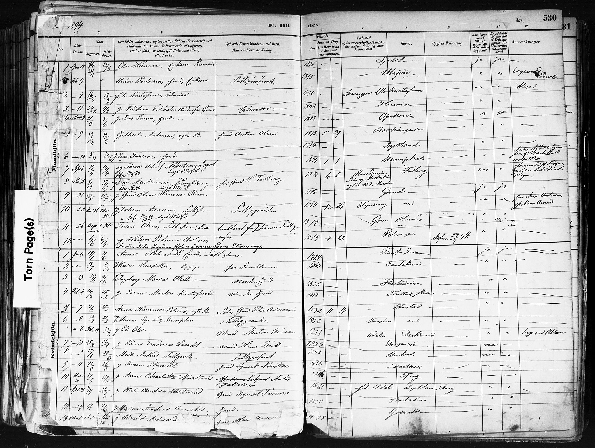 Nes prestekontor Kirkebøker, SAO/A-10410/F/Fa/L0010: Parish register (official) no. I 10, 1883-1898, p. 530