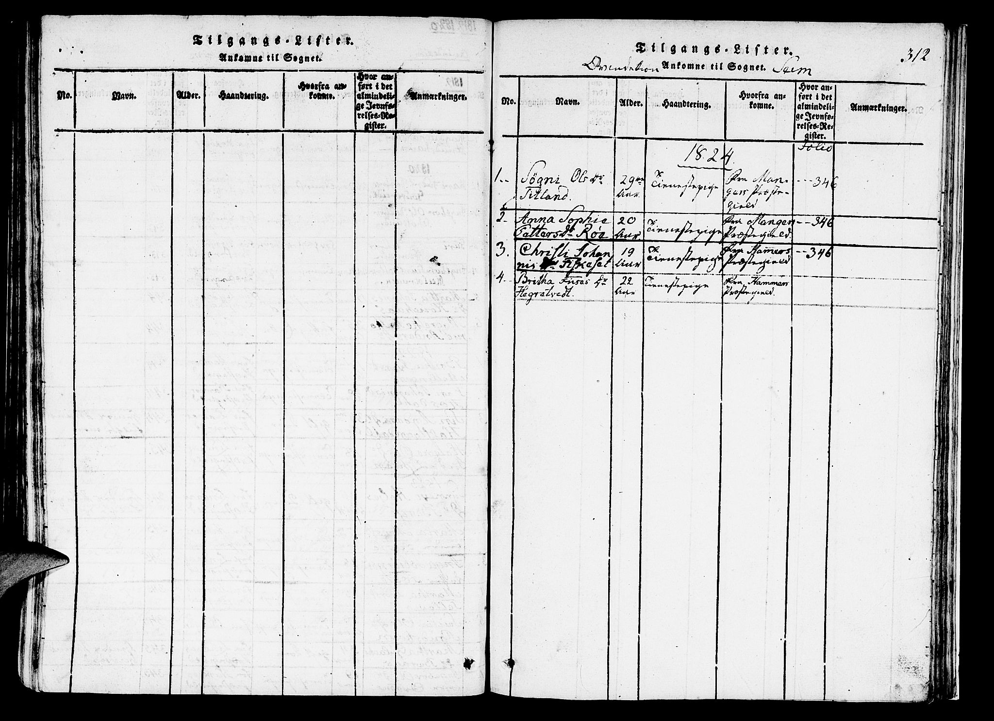 Hosanger sokneprestembete, AV/SAB-A-75801/H/Haa: Parish register (official) no. A 5, 1815-1824, p. 312