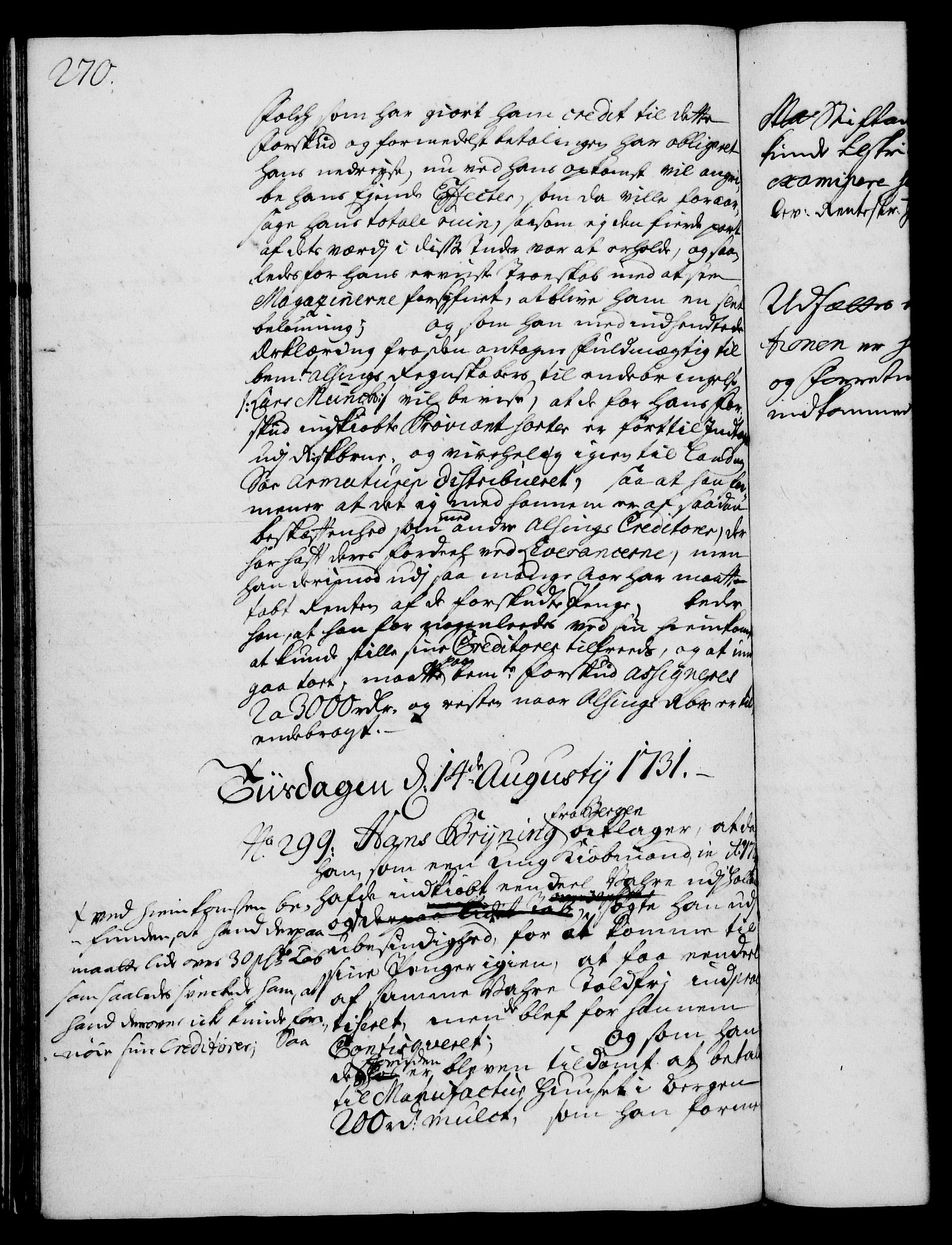 Rentekammeret, Kammerkanselliet, RA/EA-3111/G/Gh/Gha/L0013: Norsk ekstraktmemorialprotokoll (merket RK 53.58), 1731, p. 270