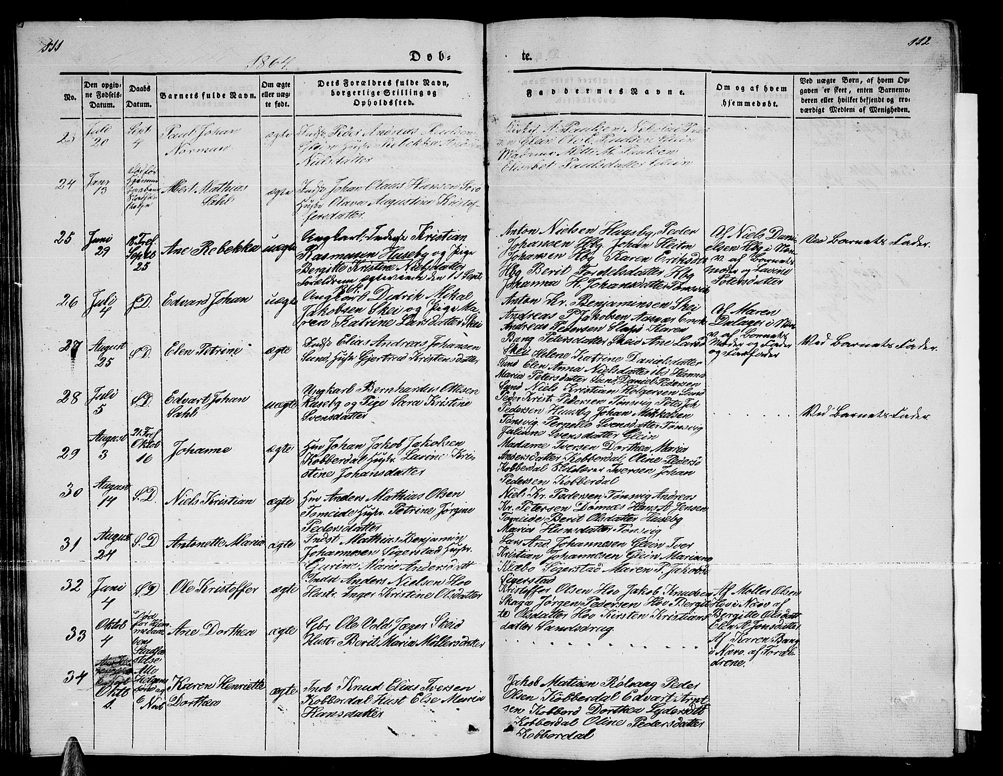 Ministerialprotokoller, klokkerbøker og fødselsregistre - Nordland, SAT/A-1459/835/L0530: Parish register (copy) no. 835C02, 1842-1865, p. 111-112