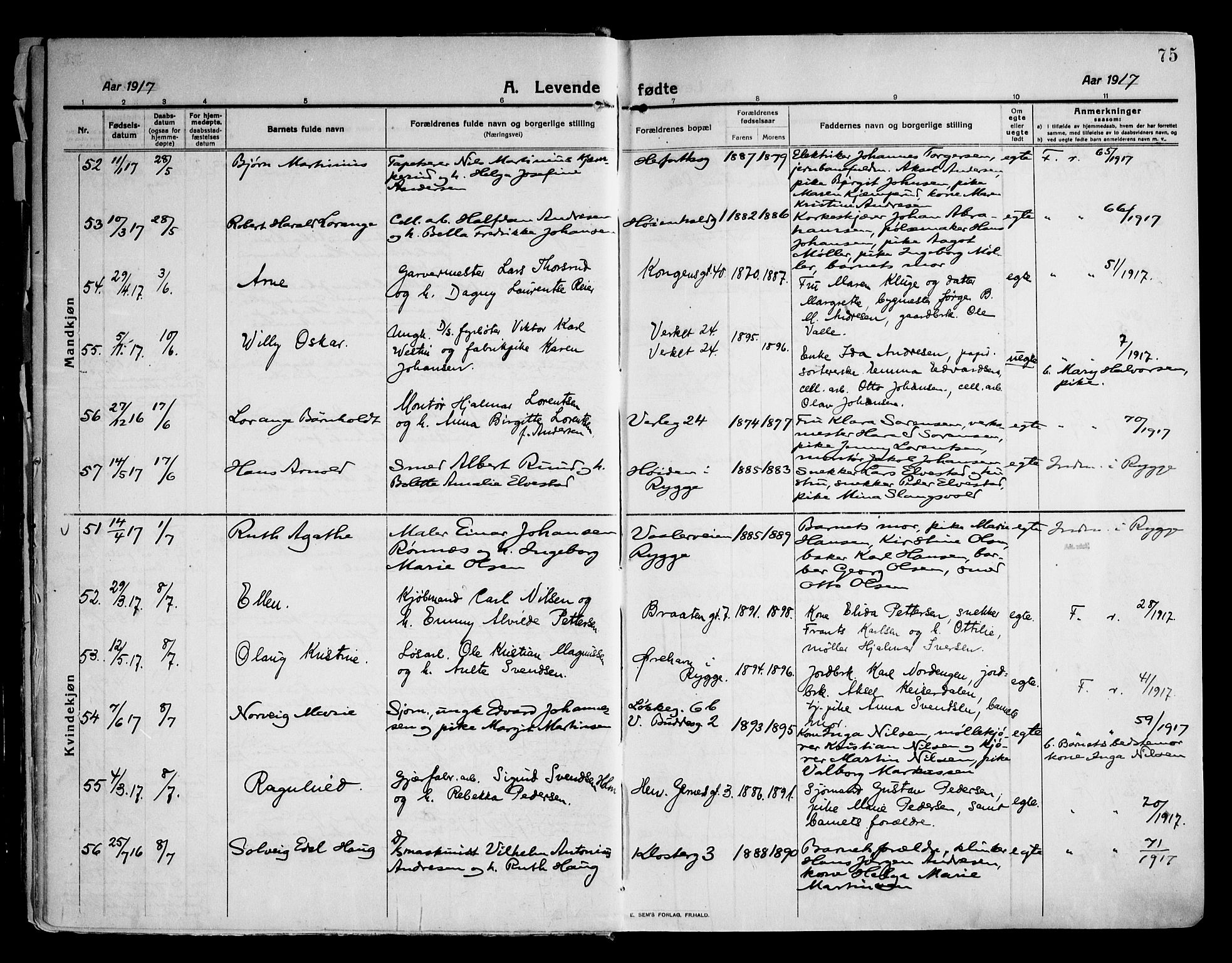 Moss prestekontor Kirkebøker, AV/SAO-A-2003/F/Fb/L0005: Parish register (official) no. II 5, 1913-1923, p. 75