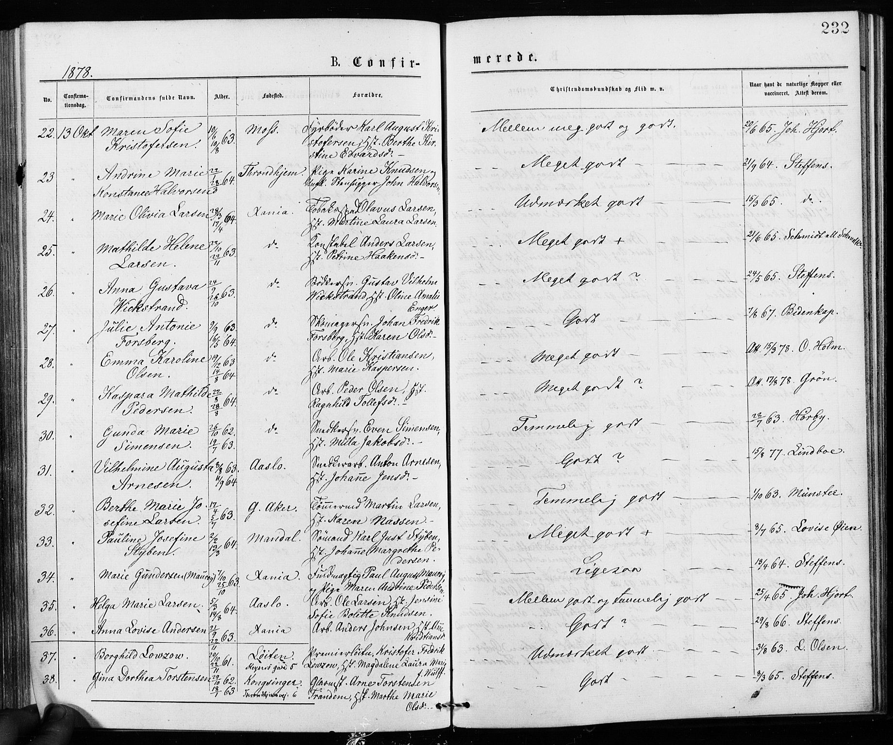 Jakob prestekontor Kirkebøker, SAO/A-10850/F/Fa/L0001: Parish register (official) no. 1, 1875-1924, p. 232