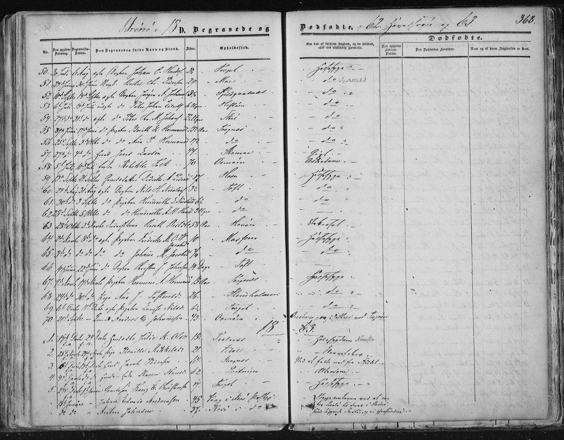 Ministerialprotokoller, klokkerbøker og fødselsregistre - Nordland, SAT/A-1459/813/L0198: Parish register (official) no. 813A08, 1834-1874, p. 368