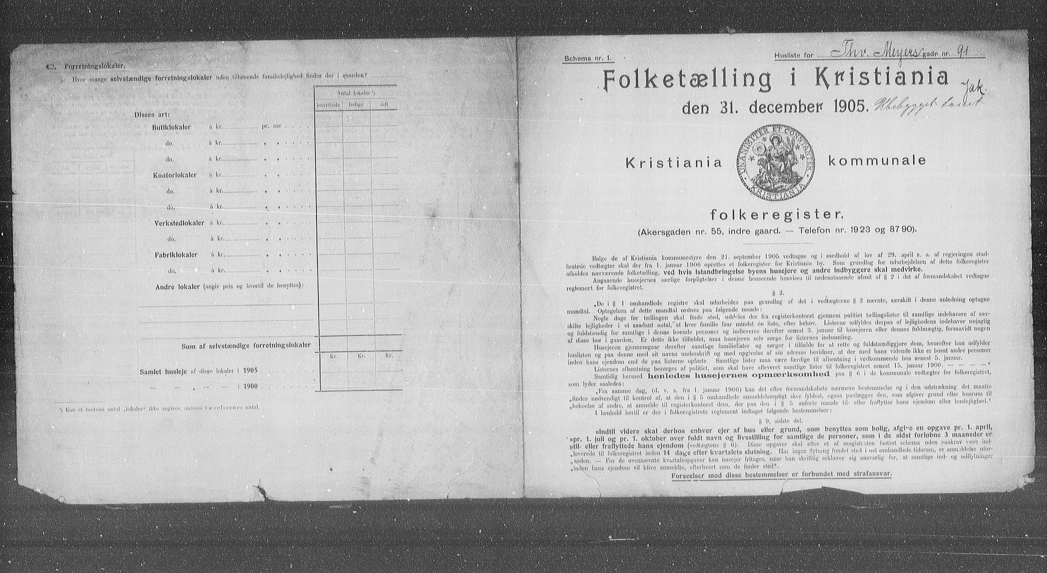 OBA, Municipal Census 1905 for Kristiania, 1905, p. 58325