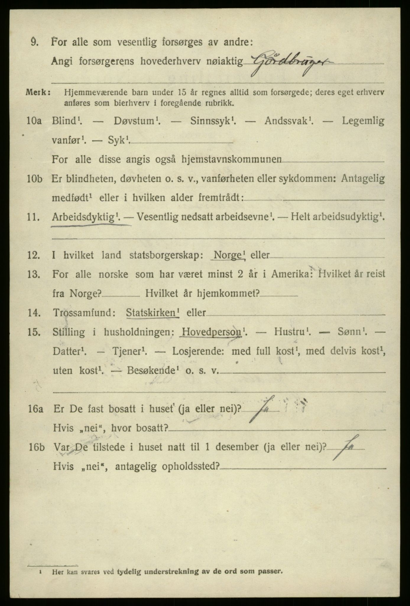 SAB, 1920 census for Breim, 1920, p. 3464