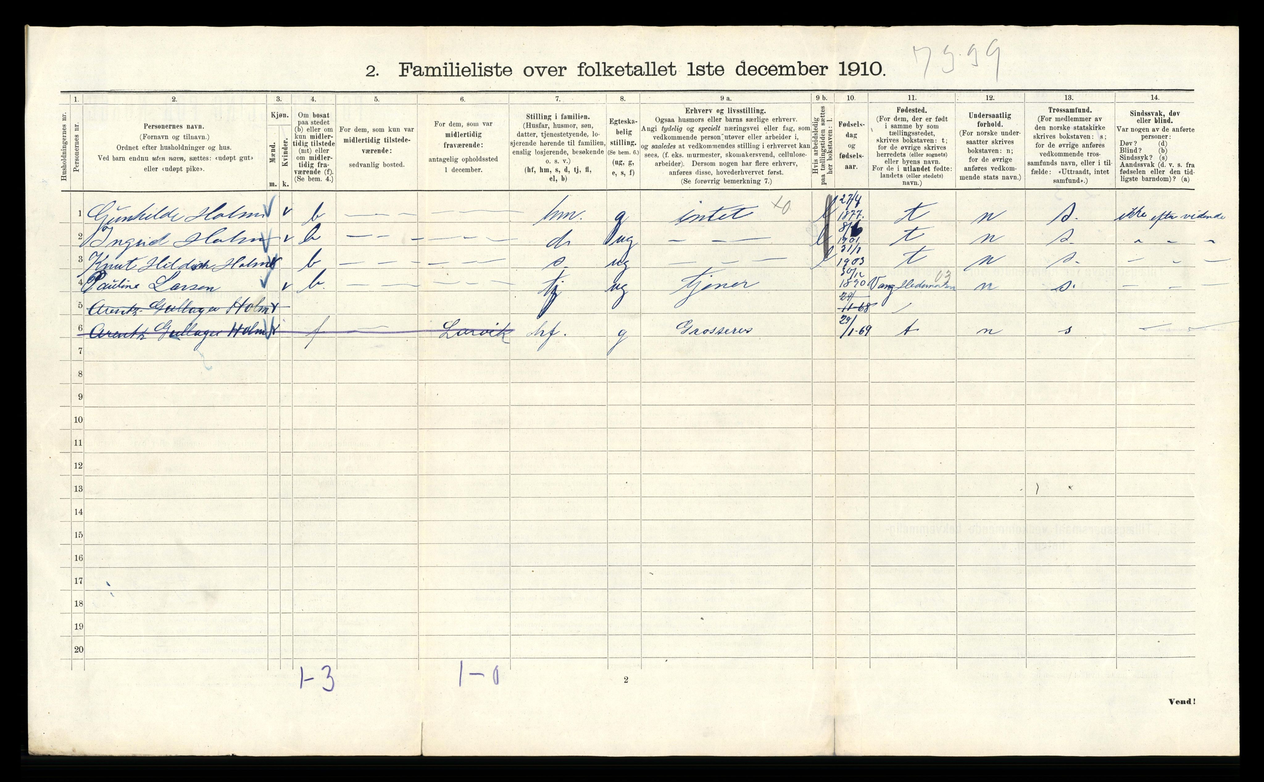 RA, 1910 census for Kristiania, 1910, p. 63916