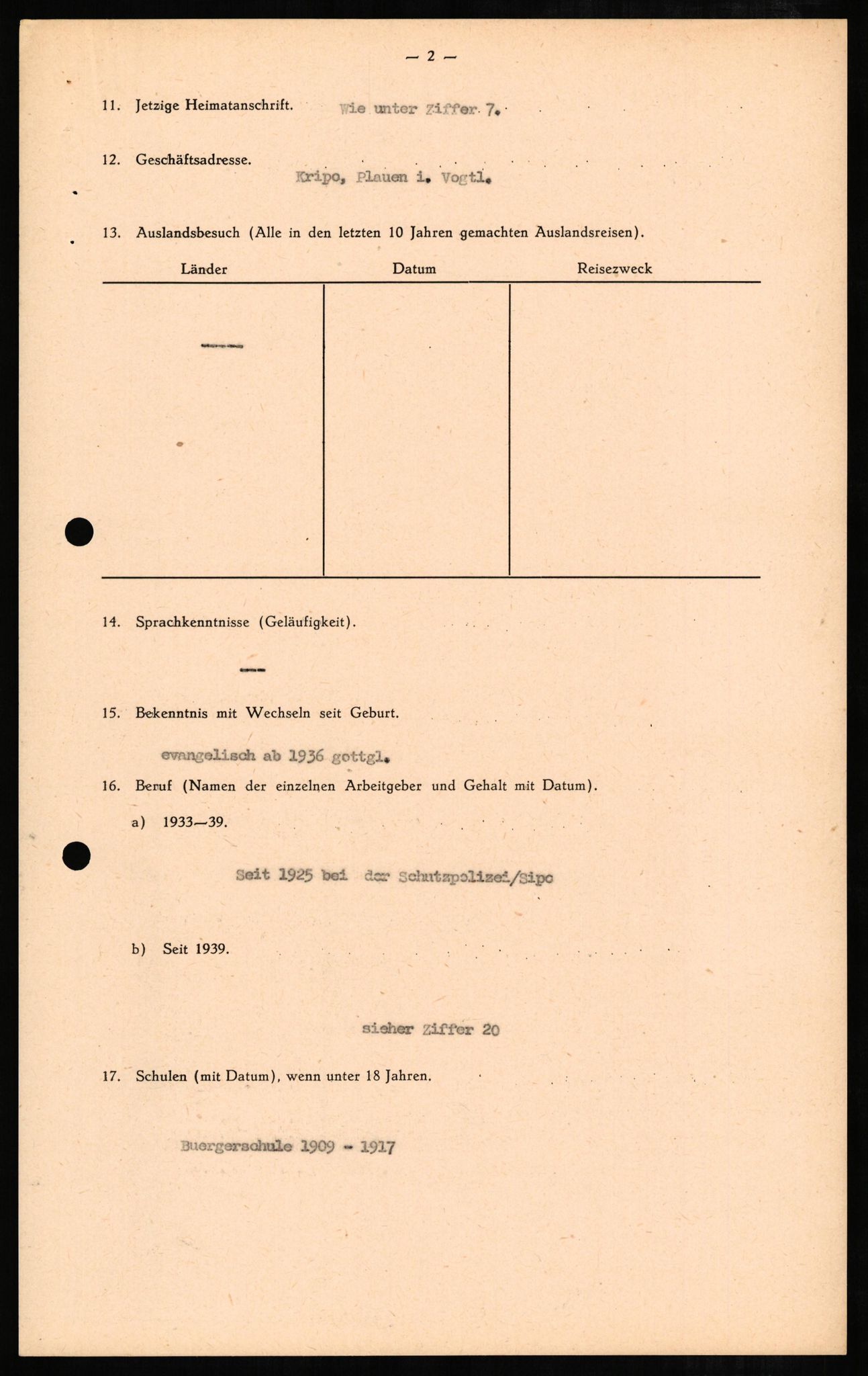 Forsvaret, Forsvarets overkommando II, RA/RAFA-3915/D/Db/L0006: CI Questionaires. Tyske okkupasjonsstyrker i Norge. Tyskere., 1945-1946, p. 223