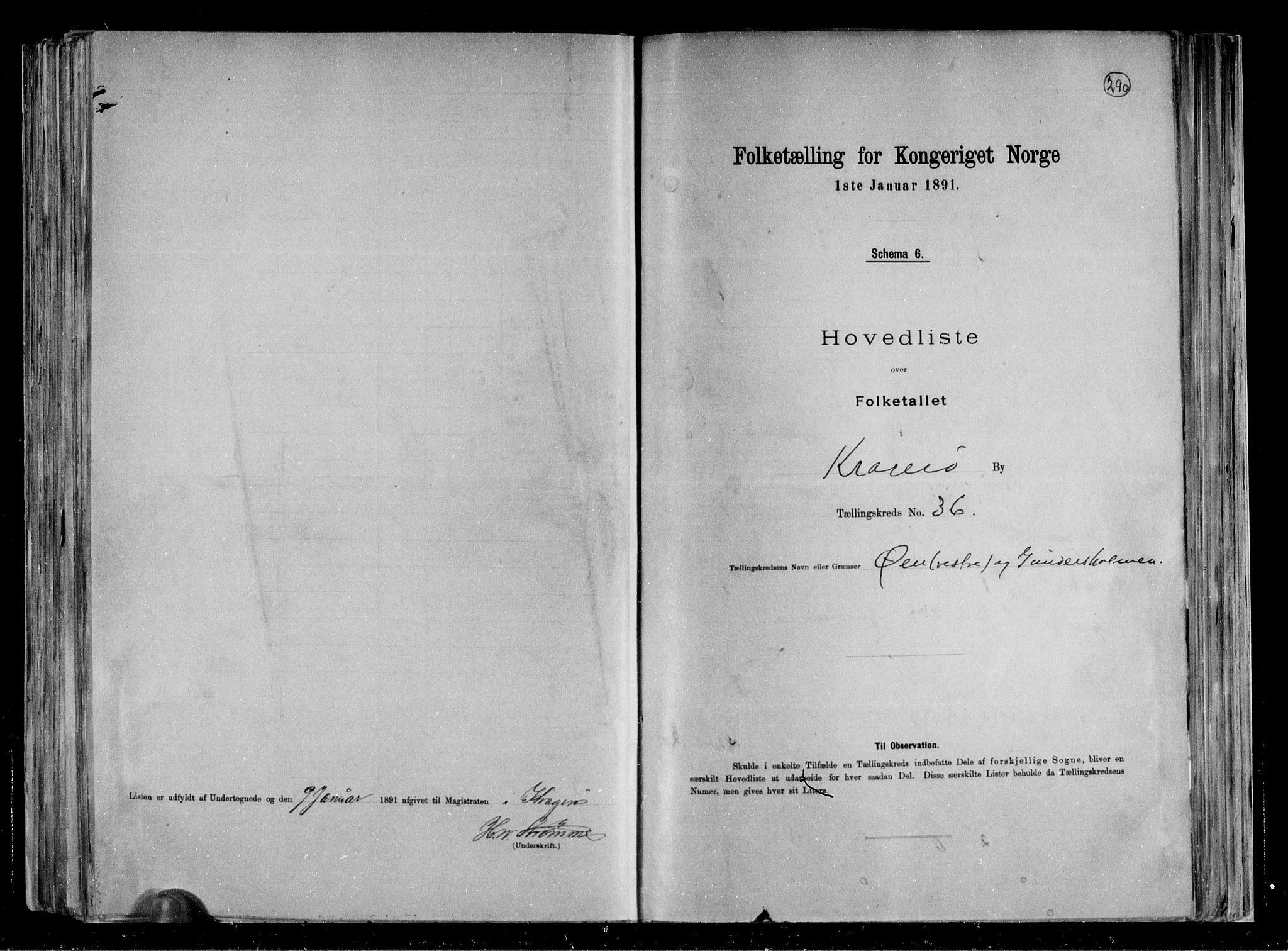 RA, 1891 census for 0801 Kragerø, 1891, p. 75