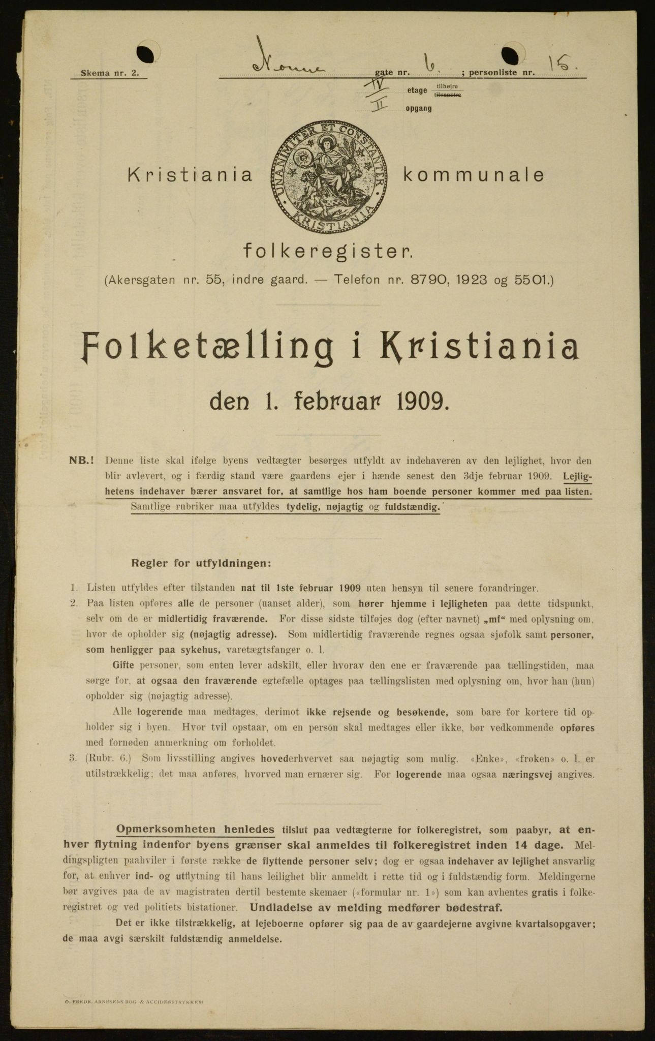 OBA, Municipal Census 1909 for Kristiania, 1909, p. 64633