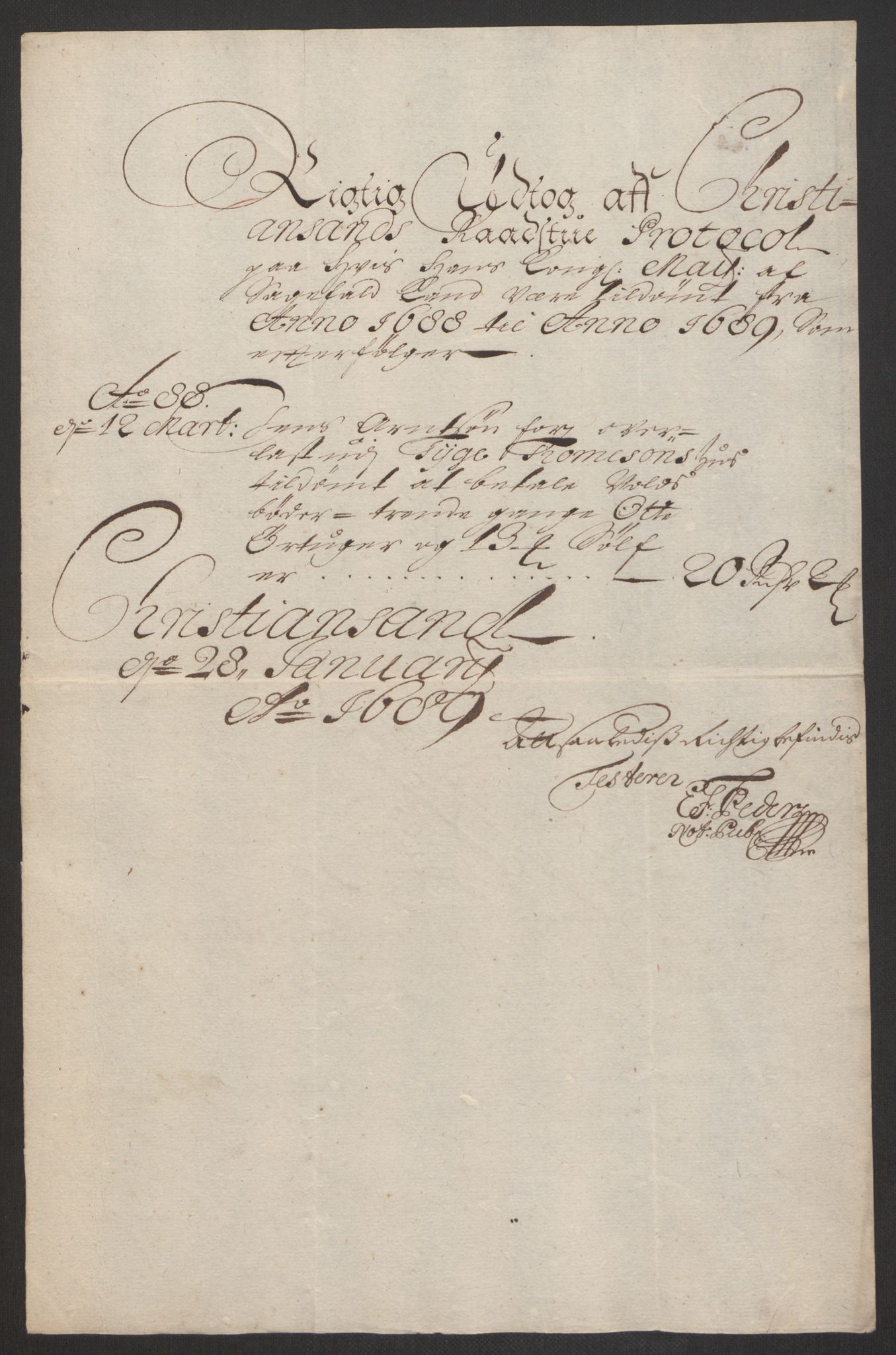 Rentekammeret inntil 1814, Reviderte regnskaper, Byregnskaper, AV/RA-EA-4066/R/Rm/L0285: [M18] Sikt og sakefall, 1681-1718, p. 97