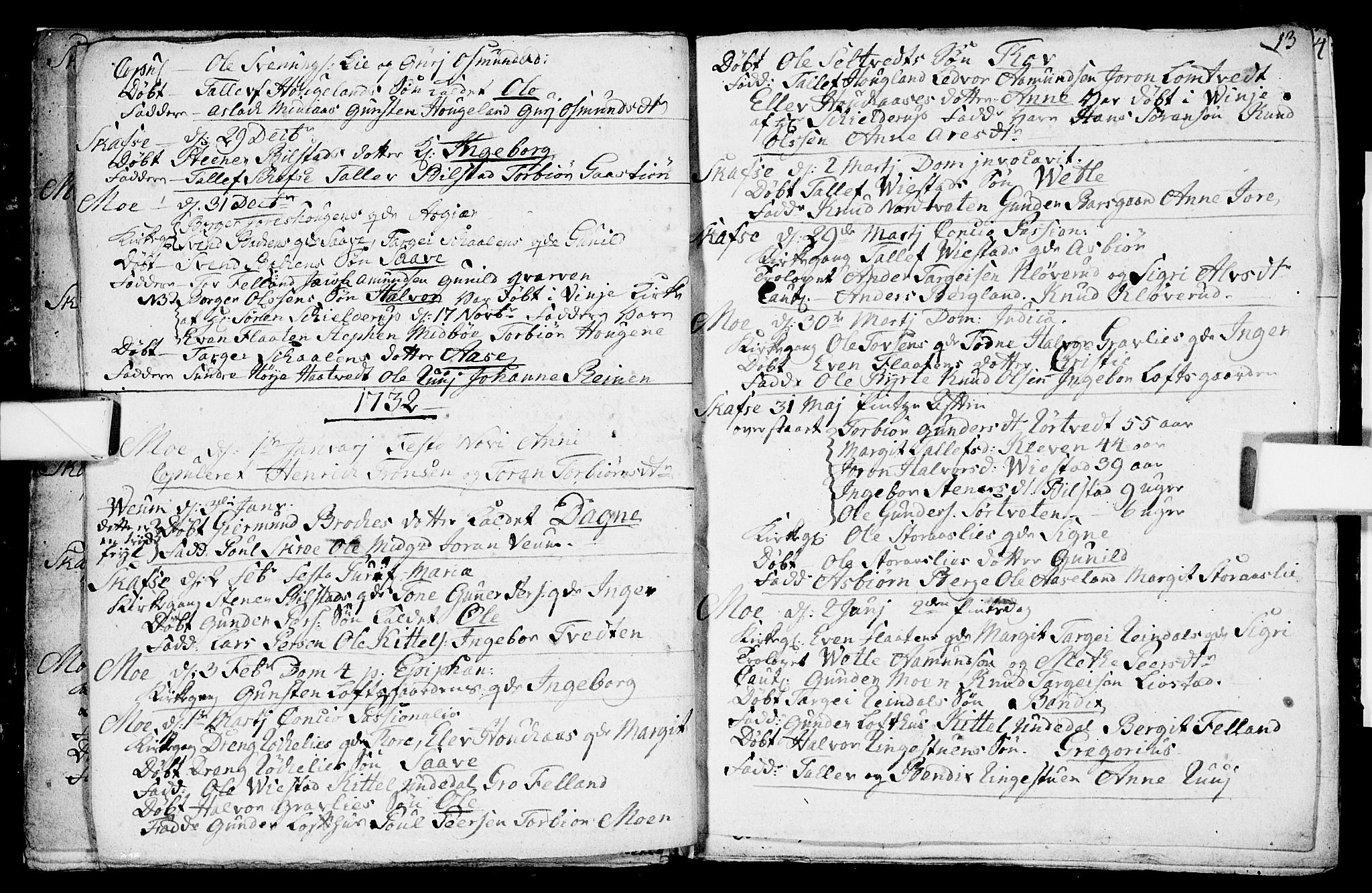 Mo kirkebøker, SAKO/A-286/F/Fa/L0001: Parish register (official) no. I 1, 1724-1748, p. 13