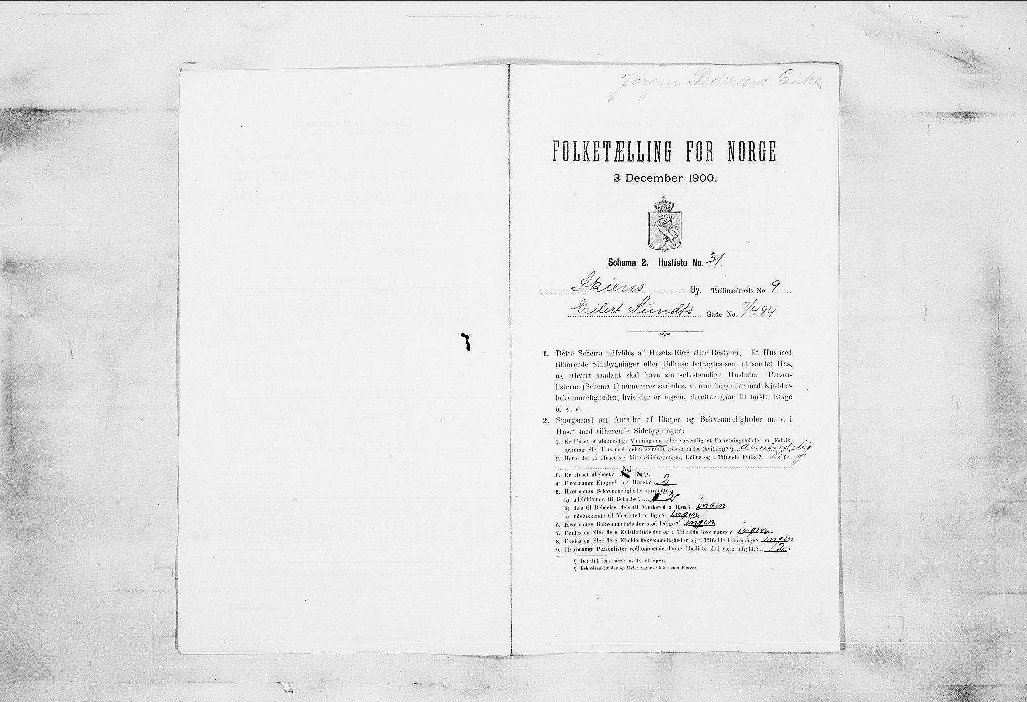 SAKO, 1900 census for Skien, 1900, p. 1584