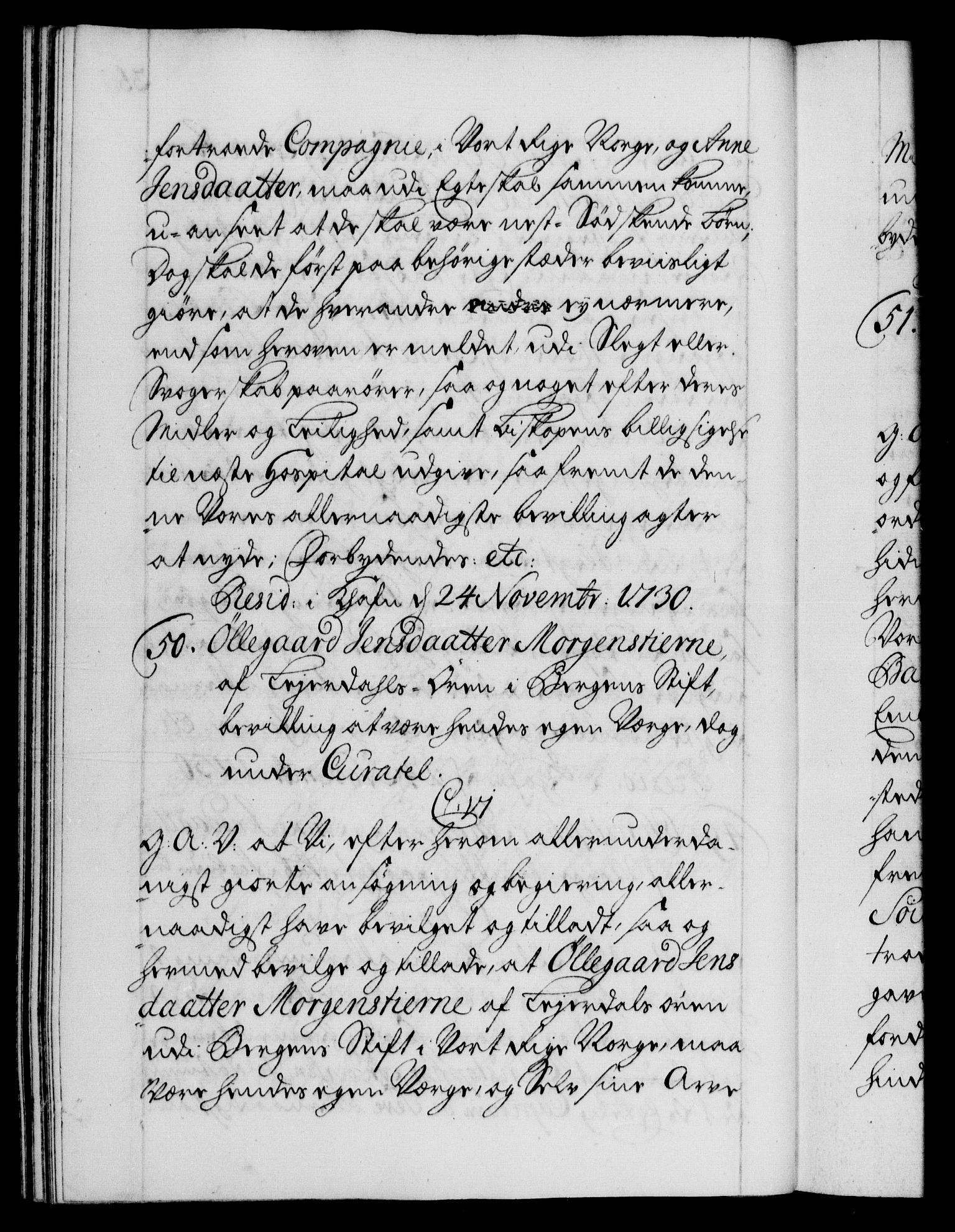 Danske Kanselli 1572-1799, AV/RA-EA-3023/F/Fc/Fca/Fcaa/L0027: Norske registre, 1730-1732, p. 35b