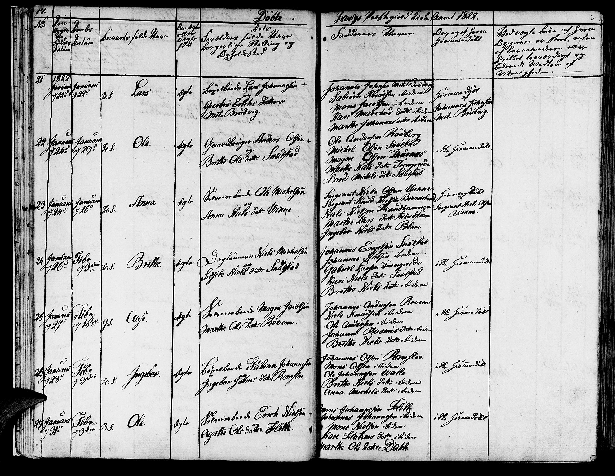 Haus sokneprestembete, AV/SAB-A-75601/H/Haa: Parish register (official) no. A 13, 1821-1827, p. 17