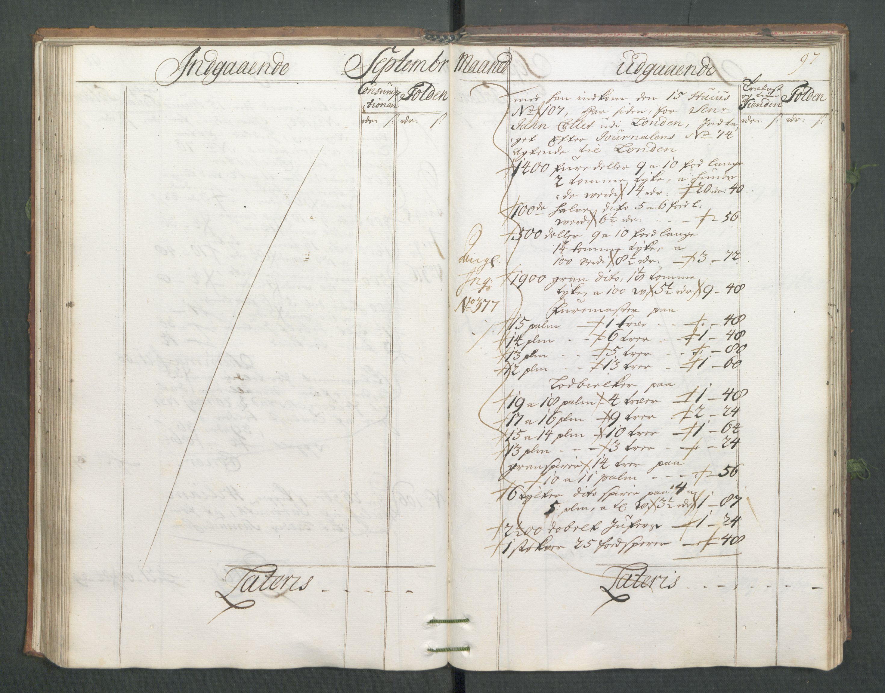 Generaltollkammeret, tollregnskaper, AV/RA-EA-5490/R02/L0006/0001: Tollregnskaper Fredrikstad / Hovedtollbok, 1731, p. 97