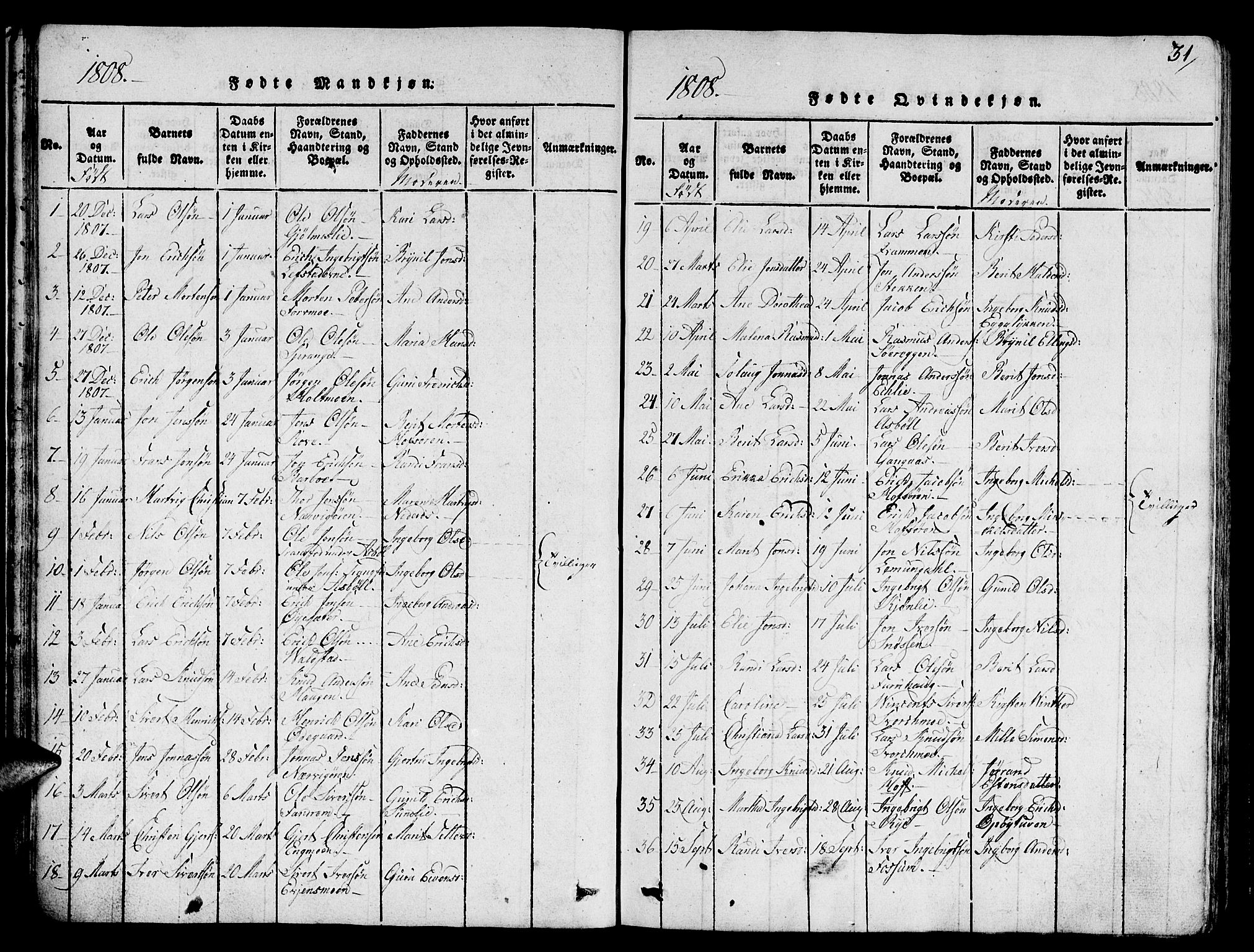 Ministerialprotokoller, klokkerbøker og fødselsregistre - Sør-Trøndelag, SAT/A-1456/668/L0803: Parish register (official) no. 668A03, 1800-1826, p. 31