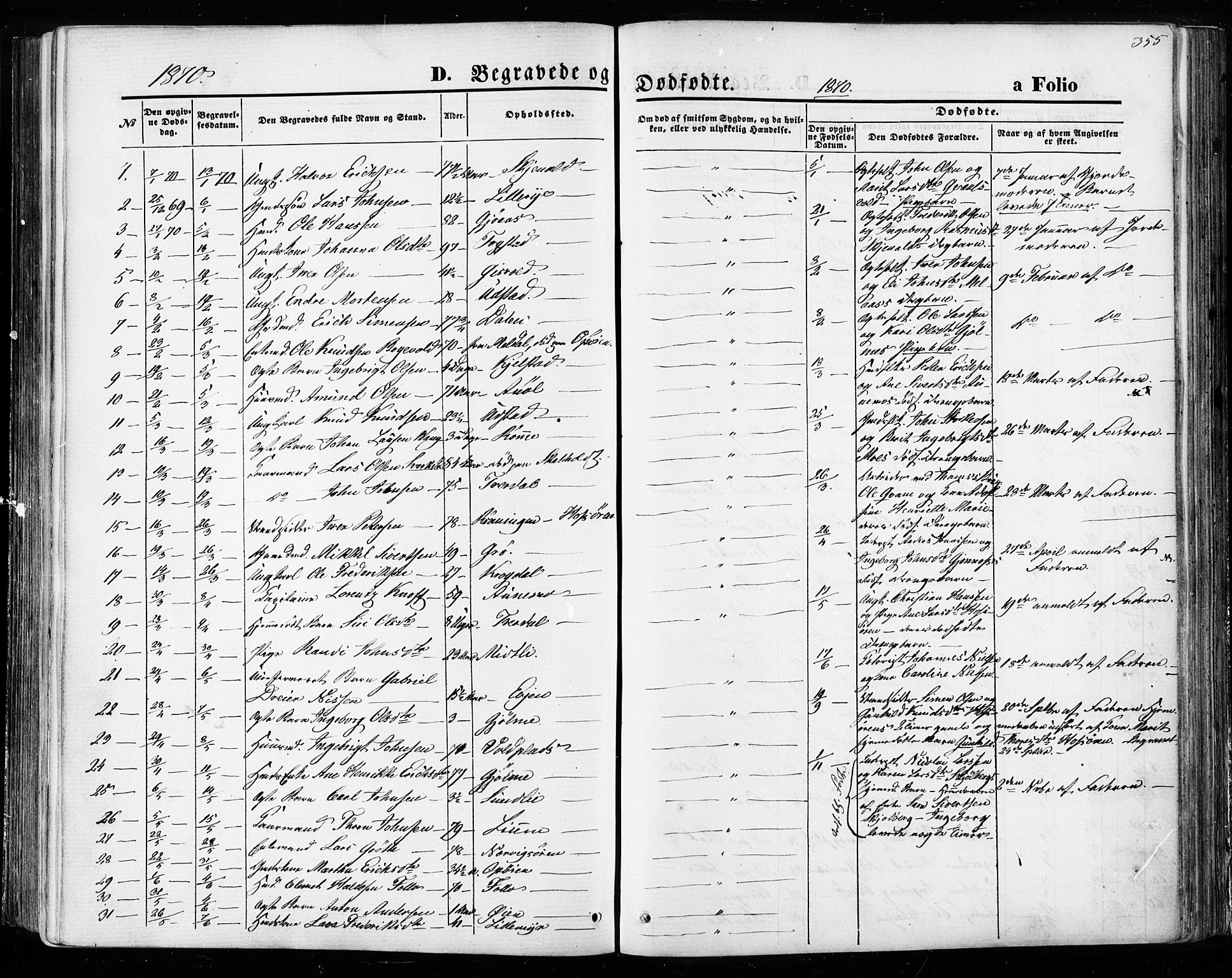 Ministerialprotokoller, klokkerbøker og fødselsregistre - Sør-Trøndelag, SAT/A-1456/668/L0807: Parish register (official) no. 668A07, 1870-1880, p. 355