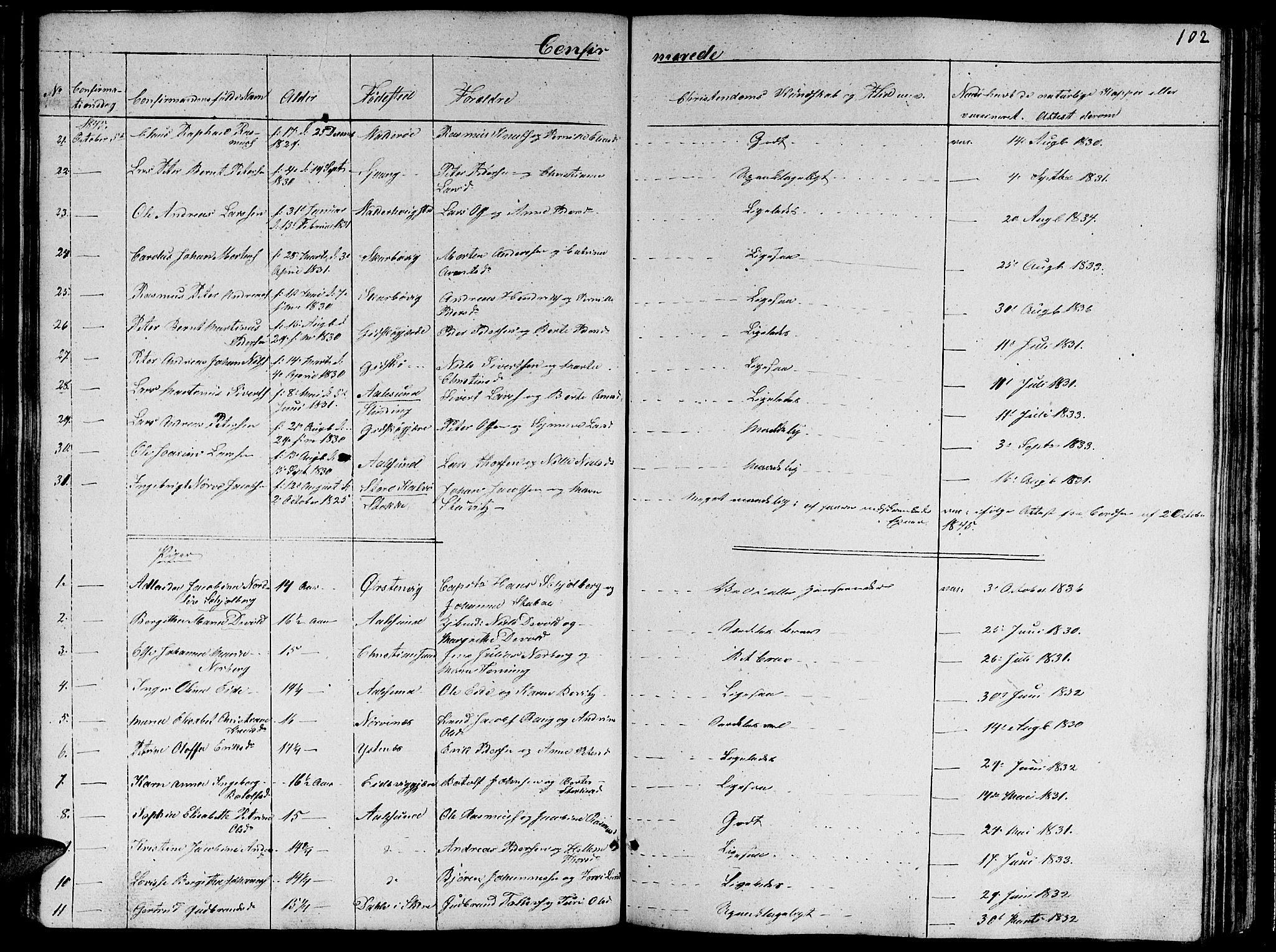 Ministerialprotokoller, klokkerbøker og fødselsregistre - Møre og Romsdal, AV/SAT-A-1454/528/L0426: Parish register (copy) no. 528C07, 1844-1854, p. 102