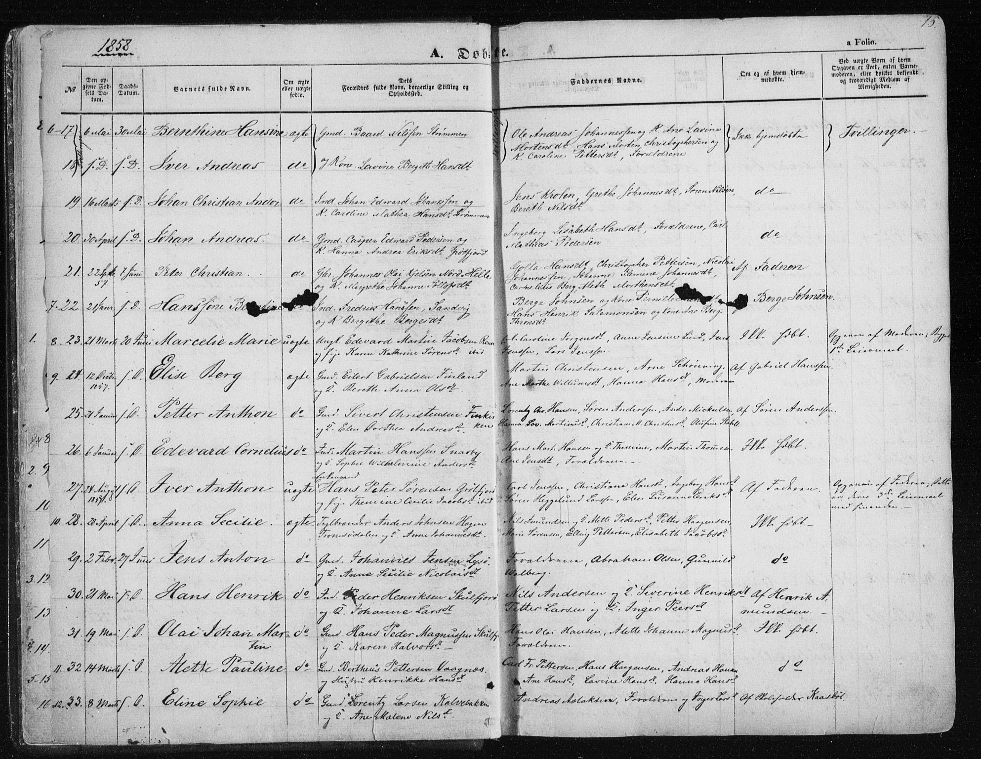 Tromsøysund sokneprestkontor, SATØ/S-1304/G/Ga/L0001kirke: Parish register (official) no. 1, 1856-1867, p. 15