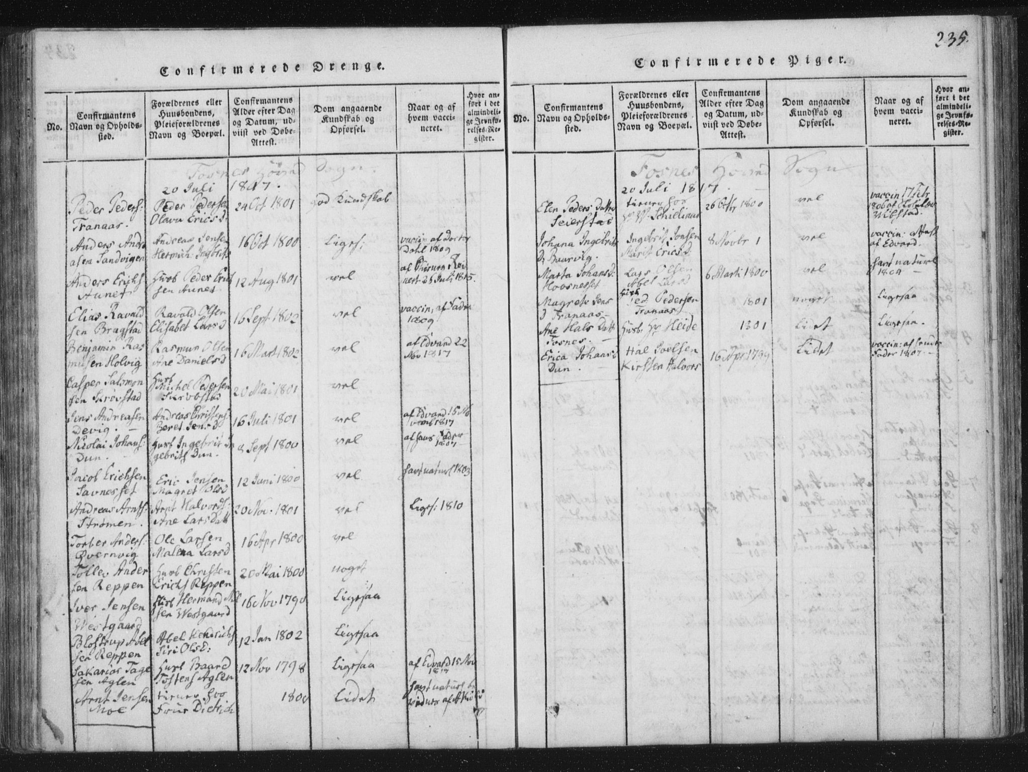Ministerialprotokoller, klokkerbøker og fødselsregistre - Nord-Trøndelag, SAT/A-1458/773/L0609: Parish register (official) no. 773A03 /1, 1815-1830, p. 235