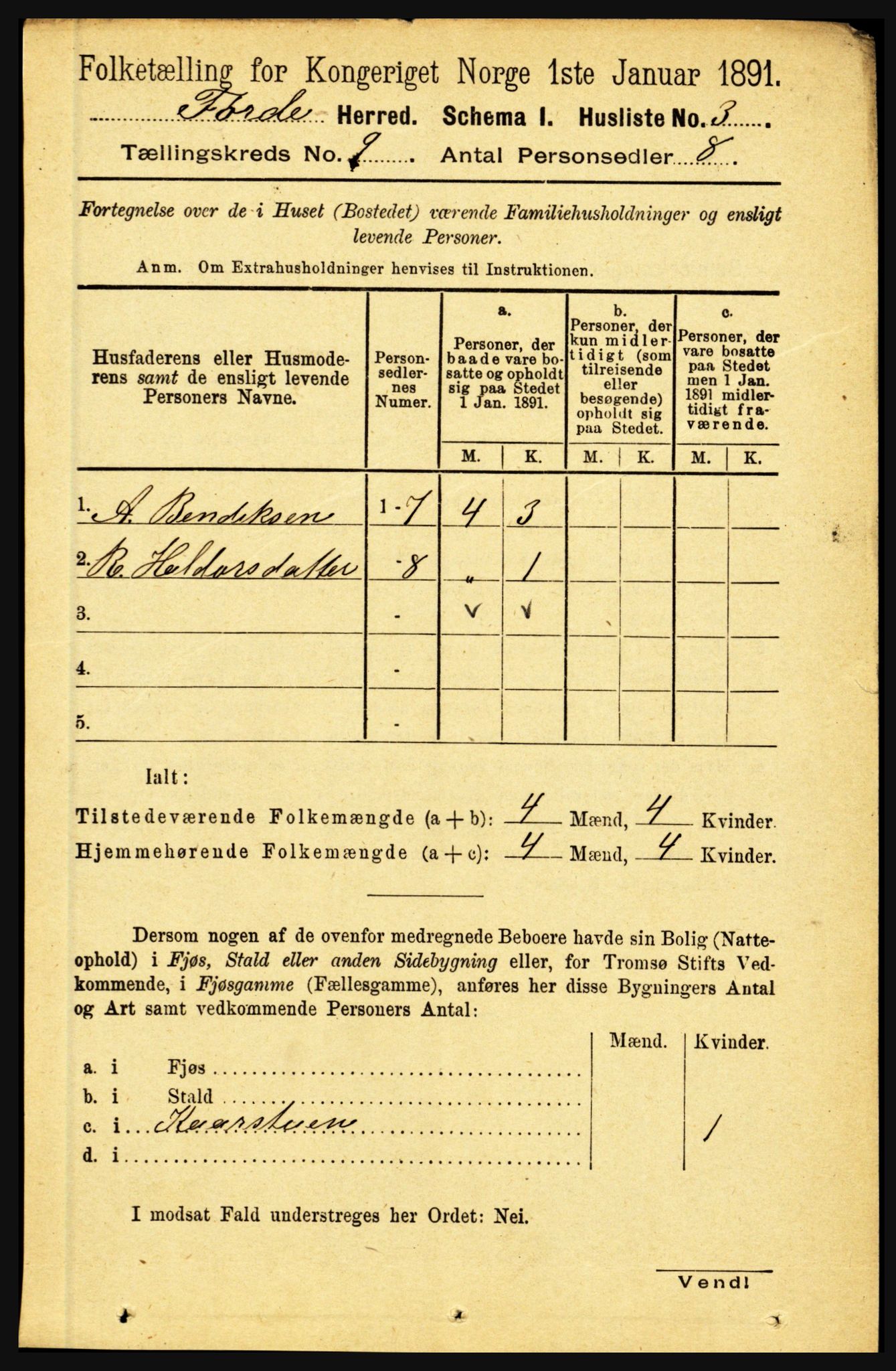 RA, 1891 census for 1432 Førde, 1891, p. 3275