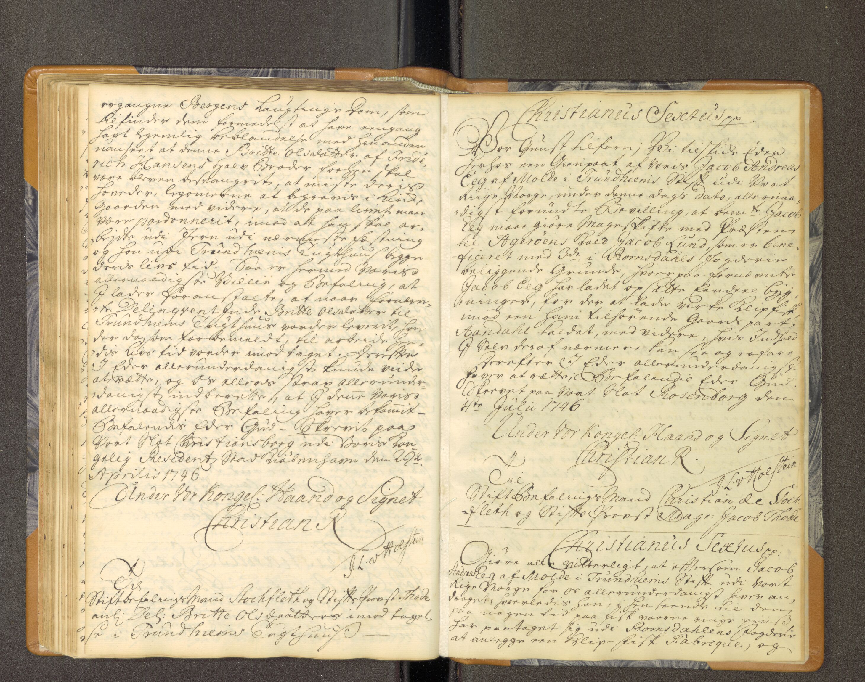 Nidaros biskop, AV/SAT-A-0968/F/L0005: Kopibok 1, innkomne kongelege brev, 1731-1747