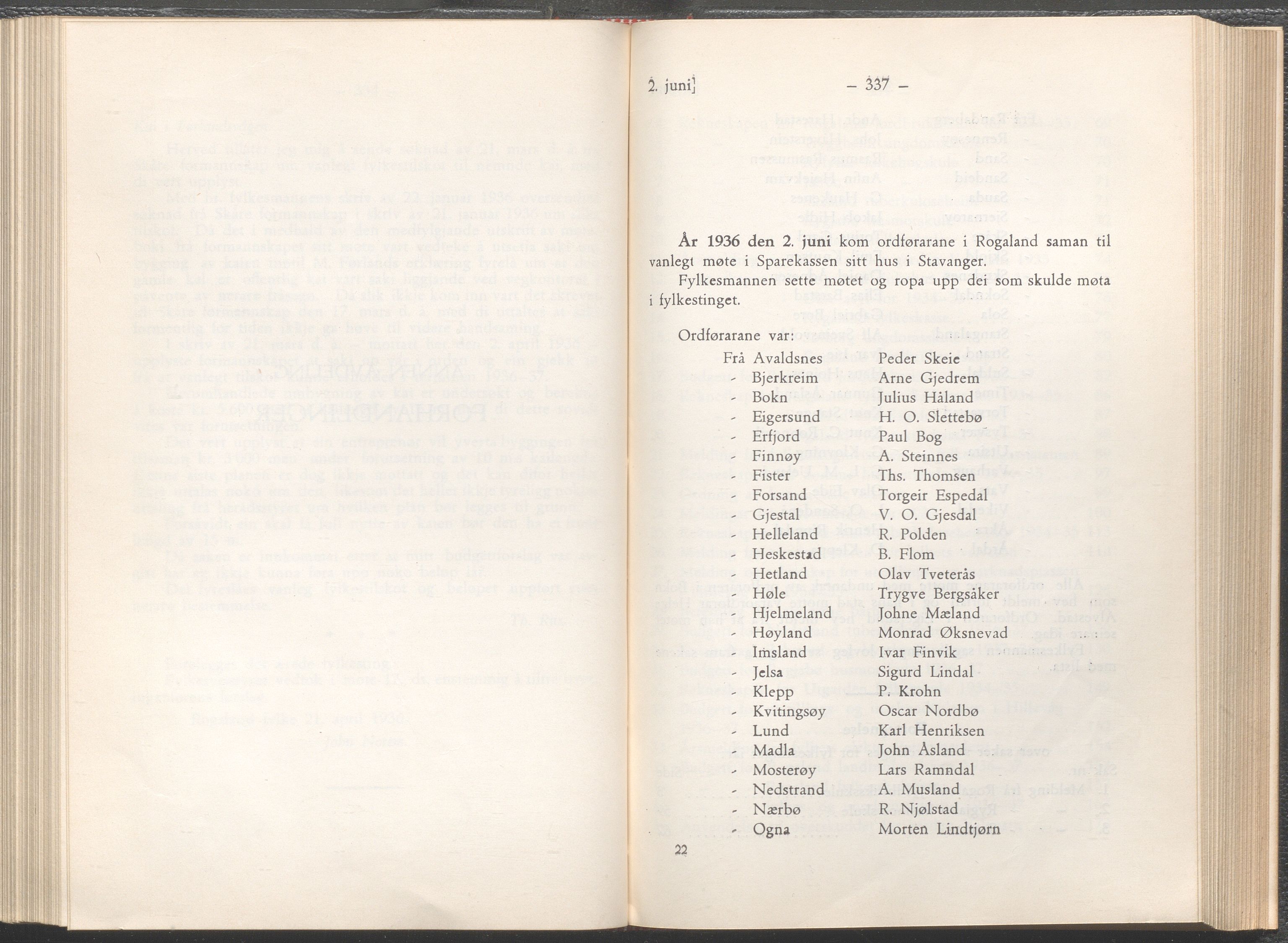 Rogaland fylkeskommune - Fylkesrådmannen , IKAR/A-900/A/Aa/Aaa/L0055: Møtebok , 1936, p. 336-337