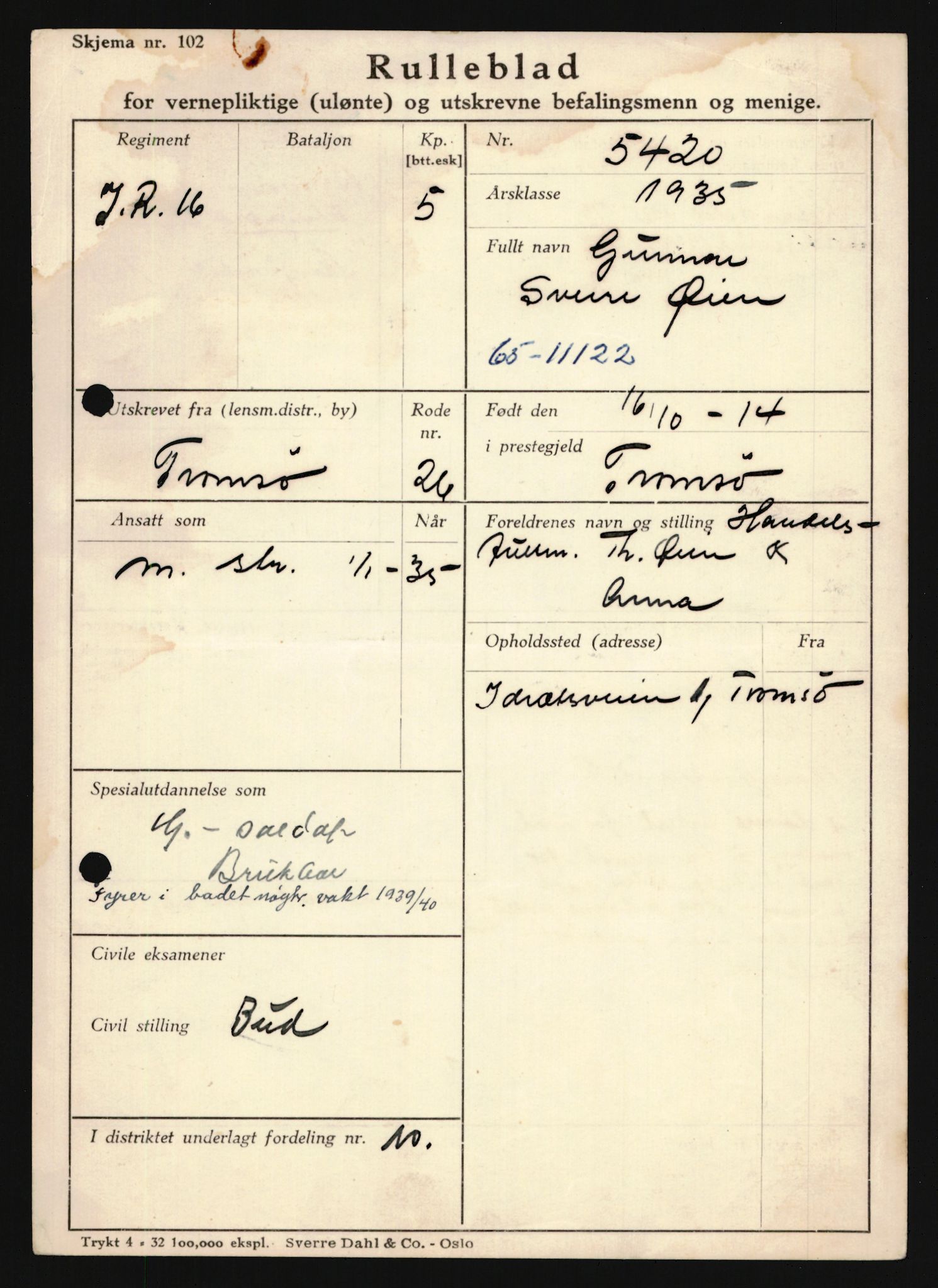 Forsvaret, Troms infanteriregiment nr. 16, AV/RA-RAFA-3146/P/Pa/L0019: Rulleblad for regimentets menige mannskaper, årsklasse 1935, 1935, p. 1269