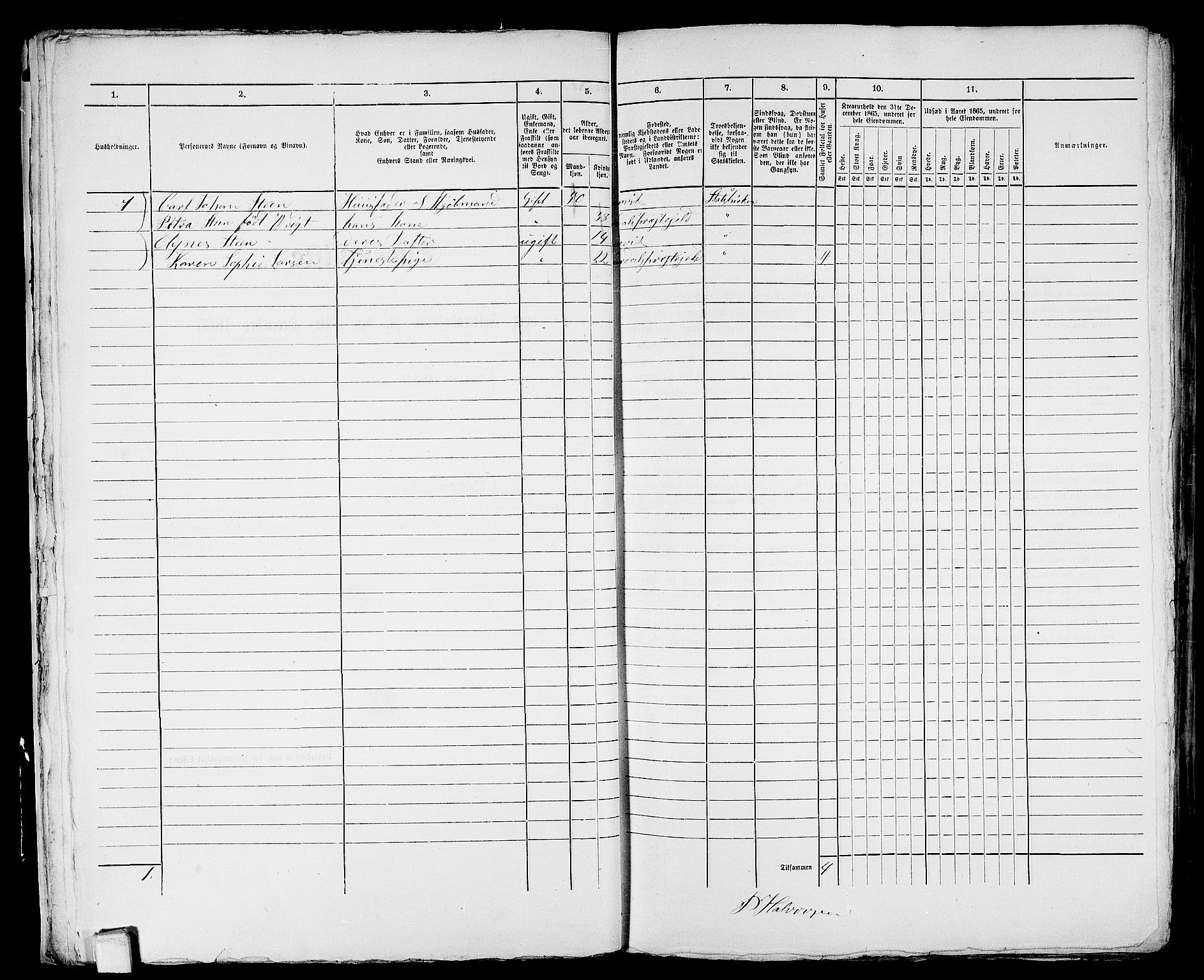 RA, 1865 census for Larvik, 1865, p. 686