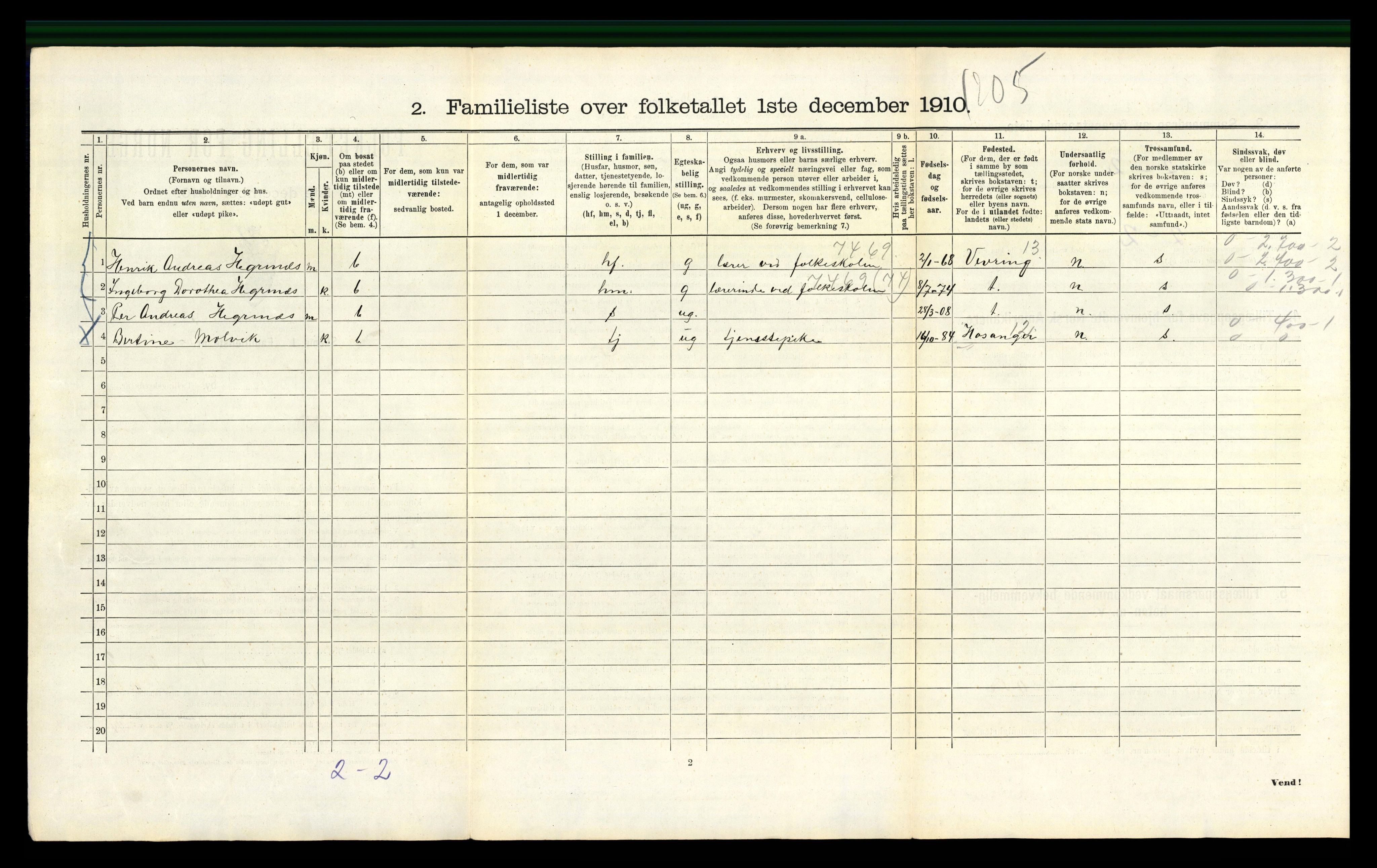 RA, 1910 census for Bergen, 1910, p. 1578