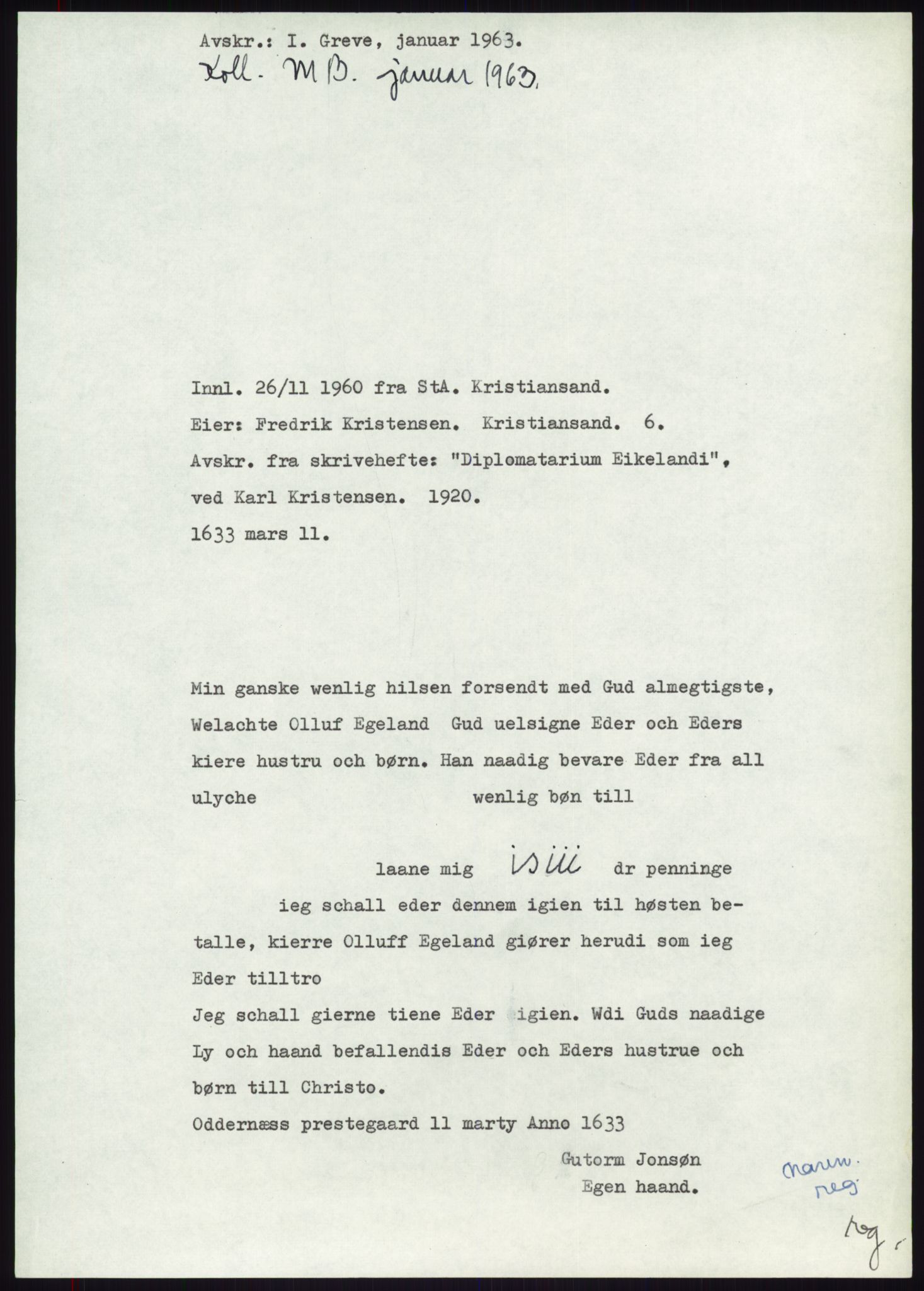 Samlinger til kildeutgivelse, Diplomavskriftsamlingen, AV/RA-EA-4053/H/Ha, p. 1847