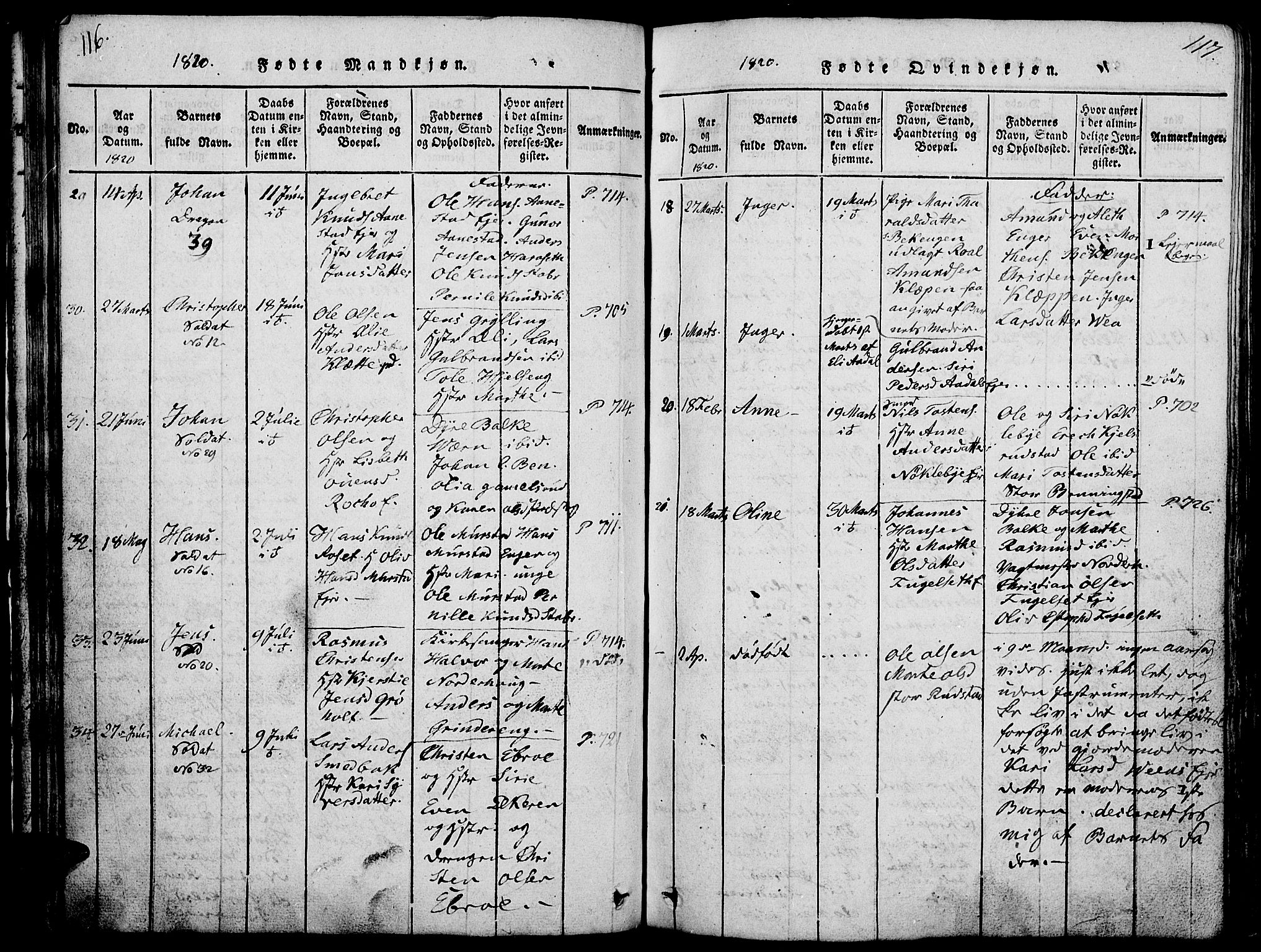 Løten prestekontor, AV/SAH-PREST-022/L/La/L0001: Parish register (copy) no. 1, 1812-1832, p. 116-117