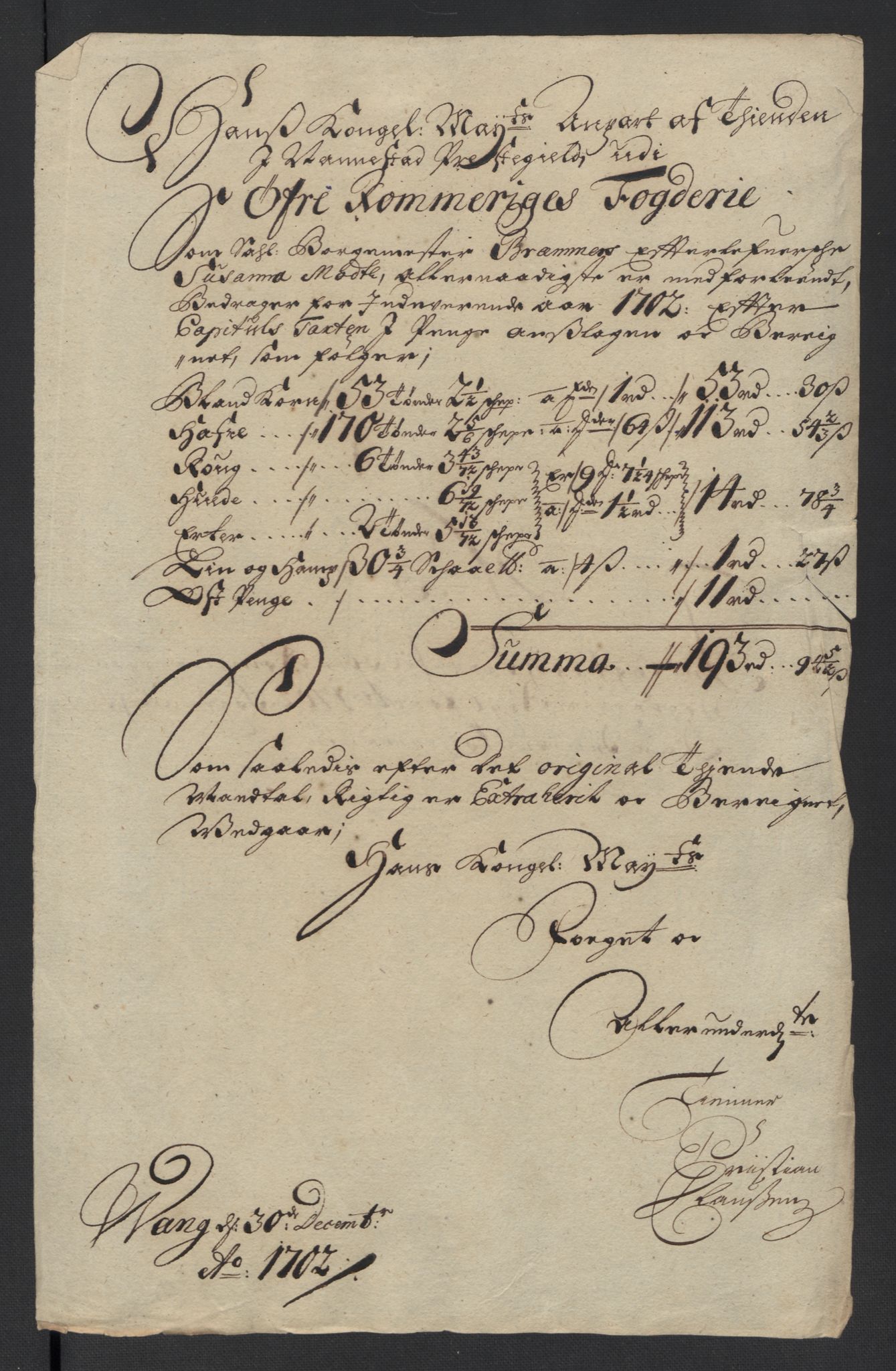 Rentekammeret inntil 1814, Reviderte regnskaper, Fogderegnskap, RA/EA-4092/R12/L0714: Fogderegnskap Øvre Romerike, 1702, p. 56