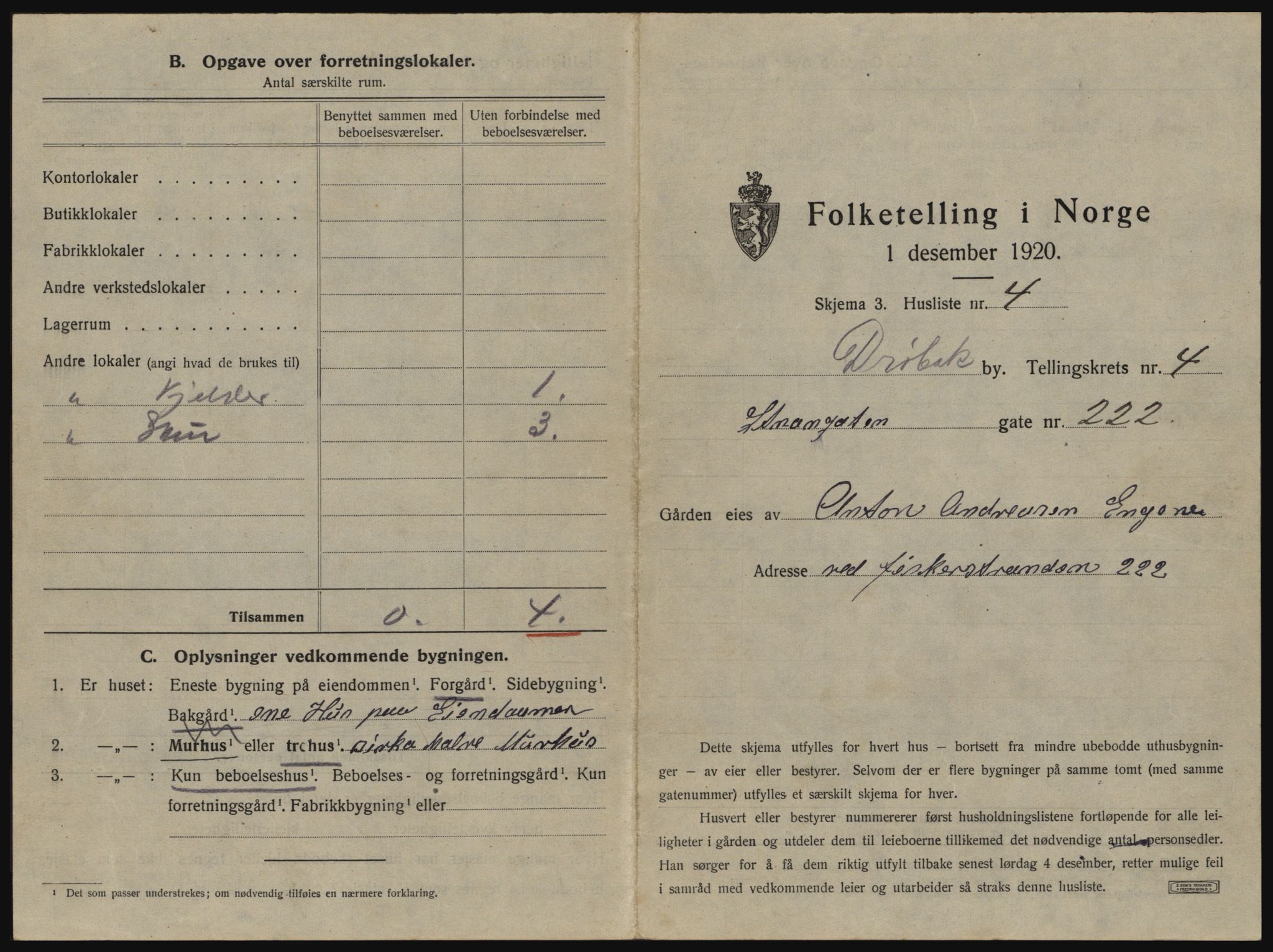 SAO, 1920 census for Drøbak, 1920, p. 371