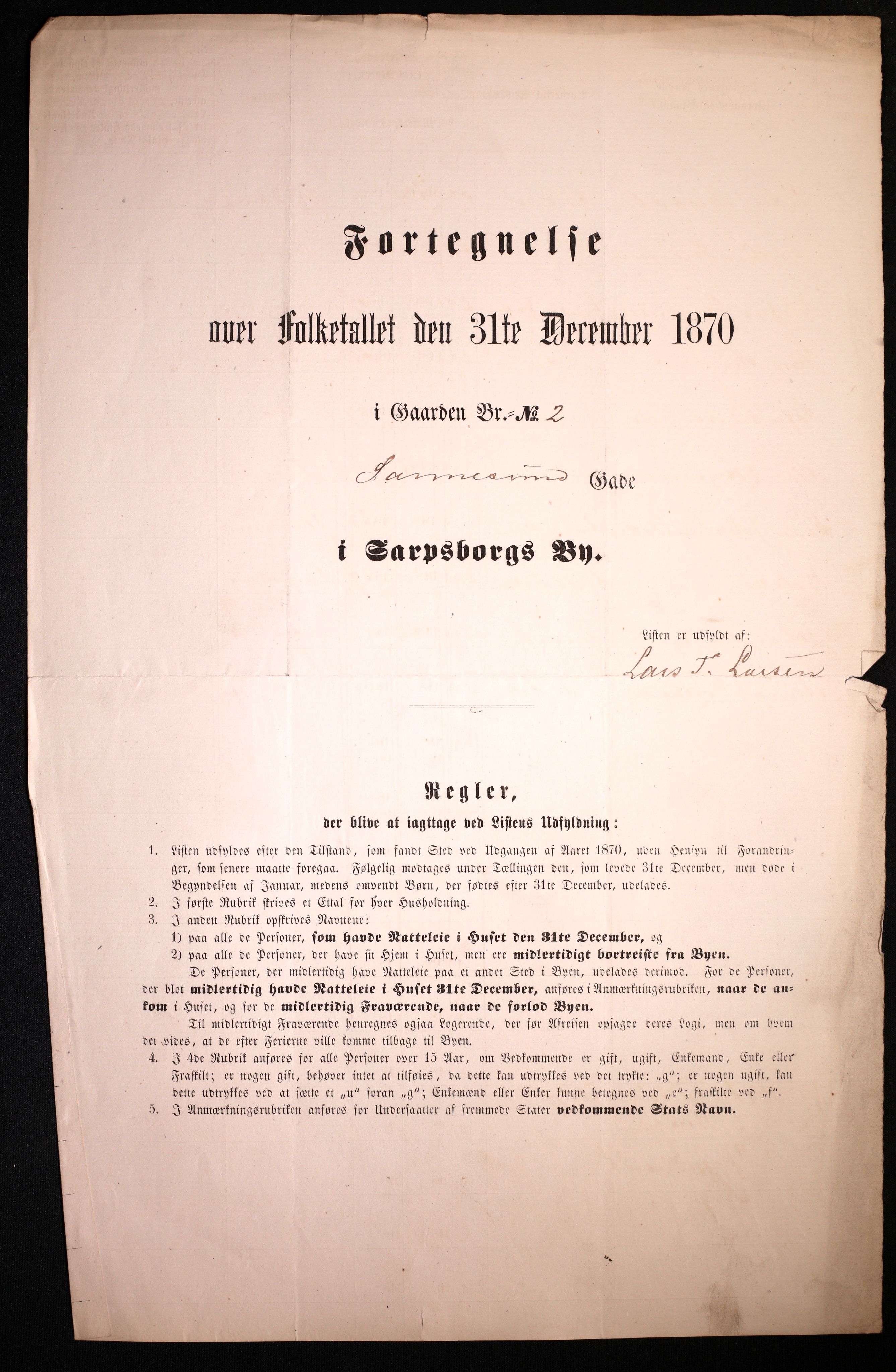 RA, 1870 census for 0102 Sarpsborg, 1870, p. 283