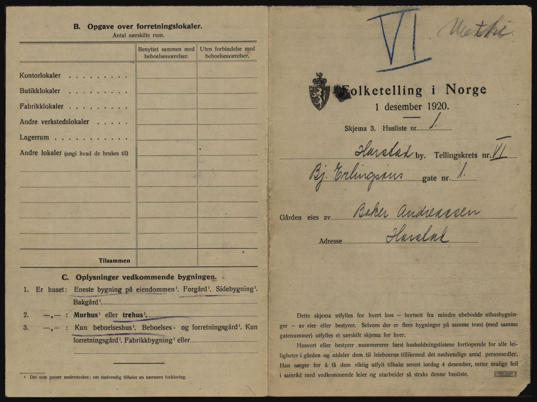 SATØ, 1920 census for Harstad, 1920, p. 619