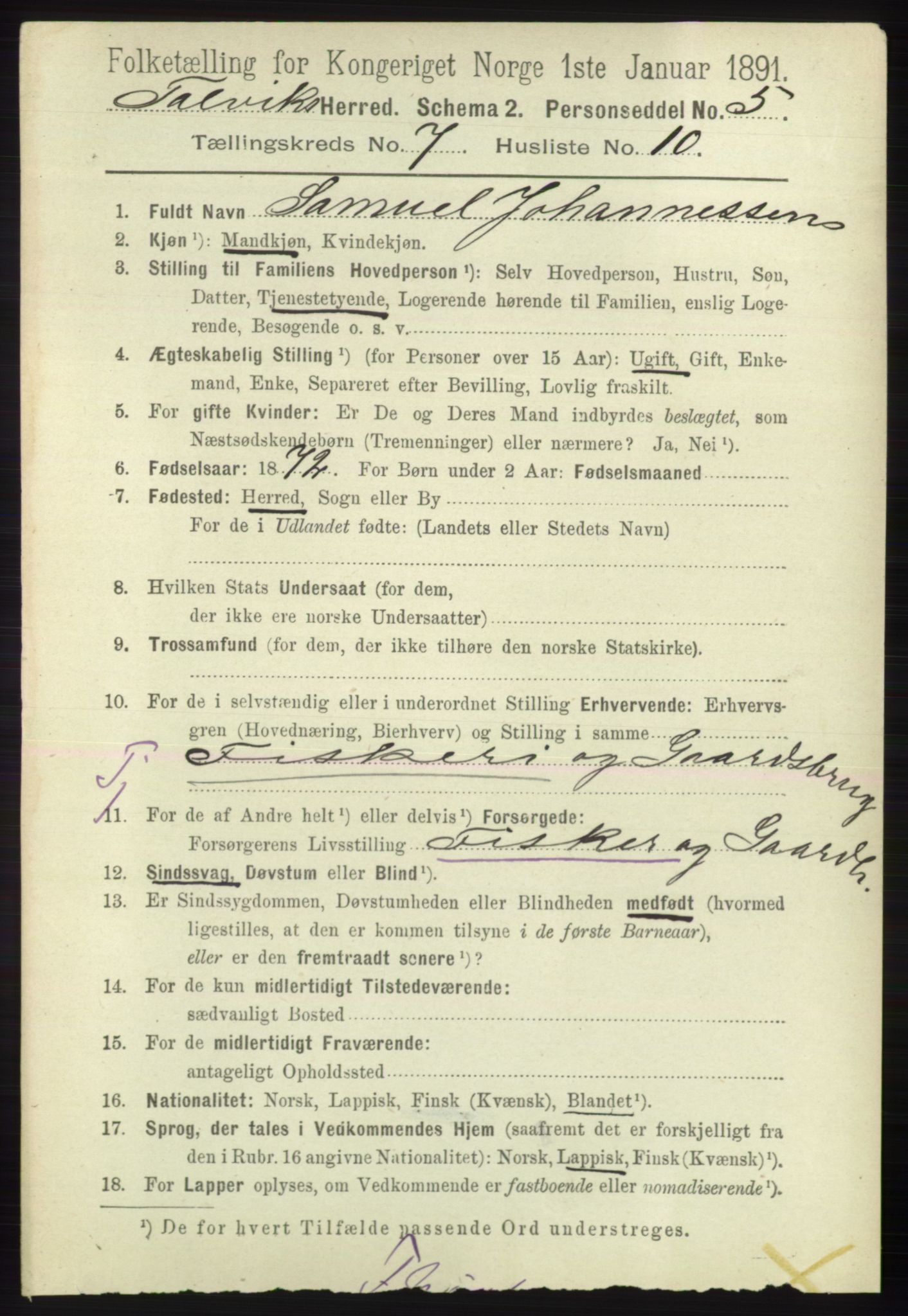 RA, 1891 census for 2013 Talvik, 1891, p. 2029